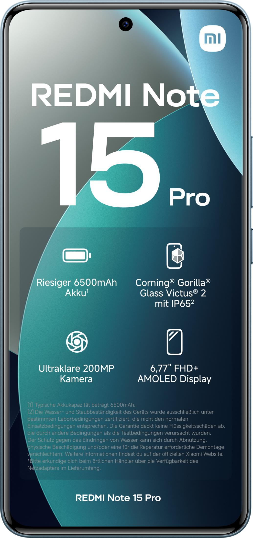 Redmi Note 15 Pro Handy mit 6500mAh Akku, 200MP Kamera und AMOLED Display.