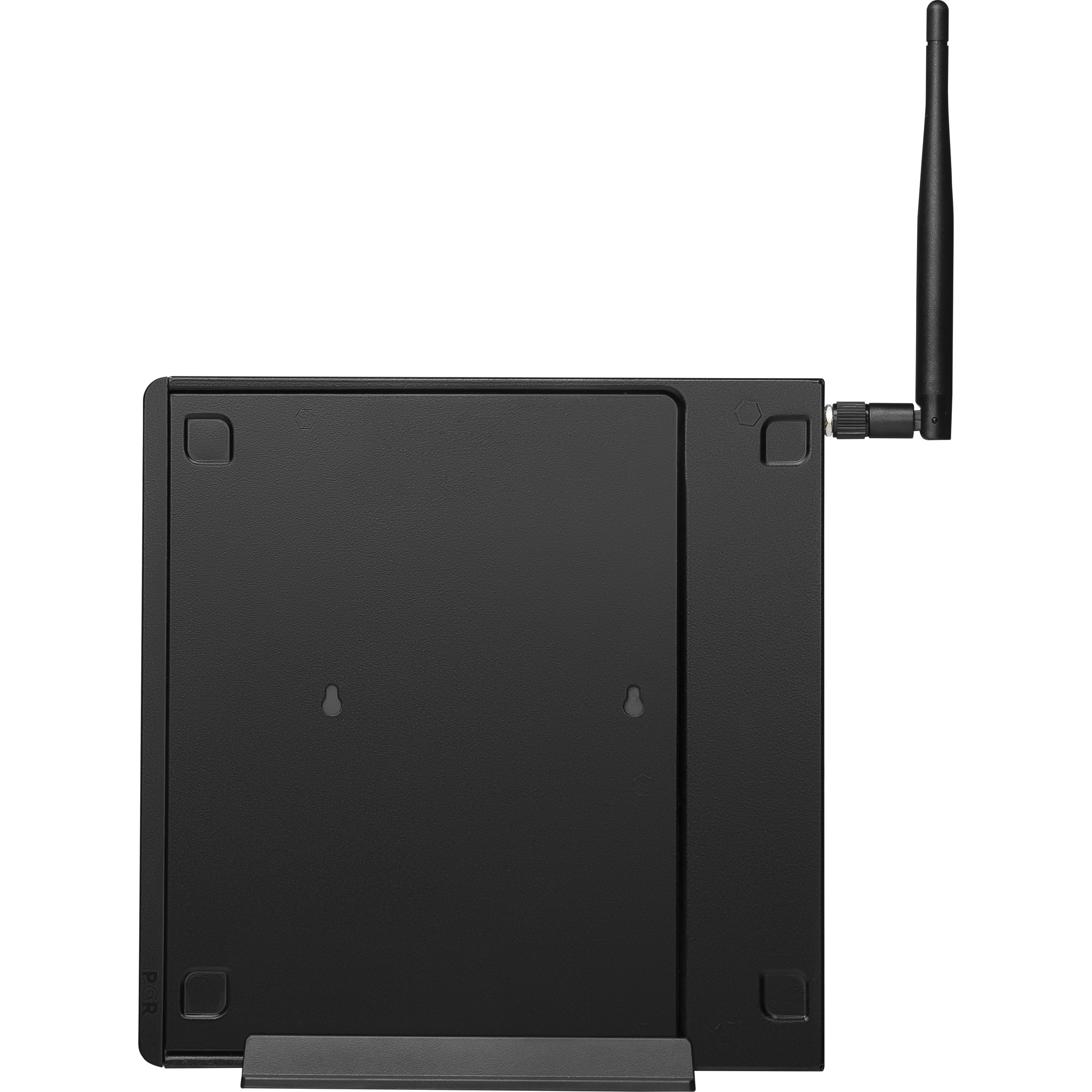 Router nero con antenna e supporto.