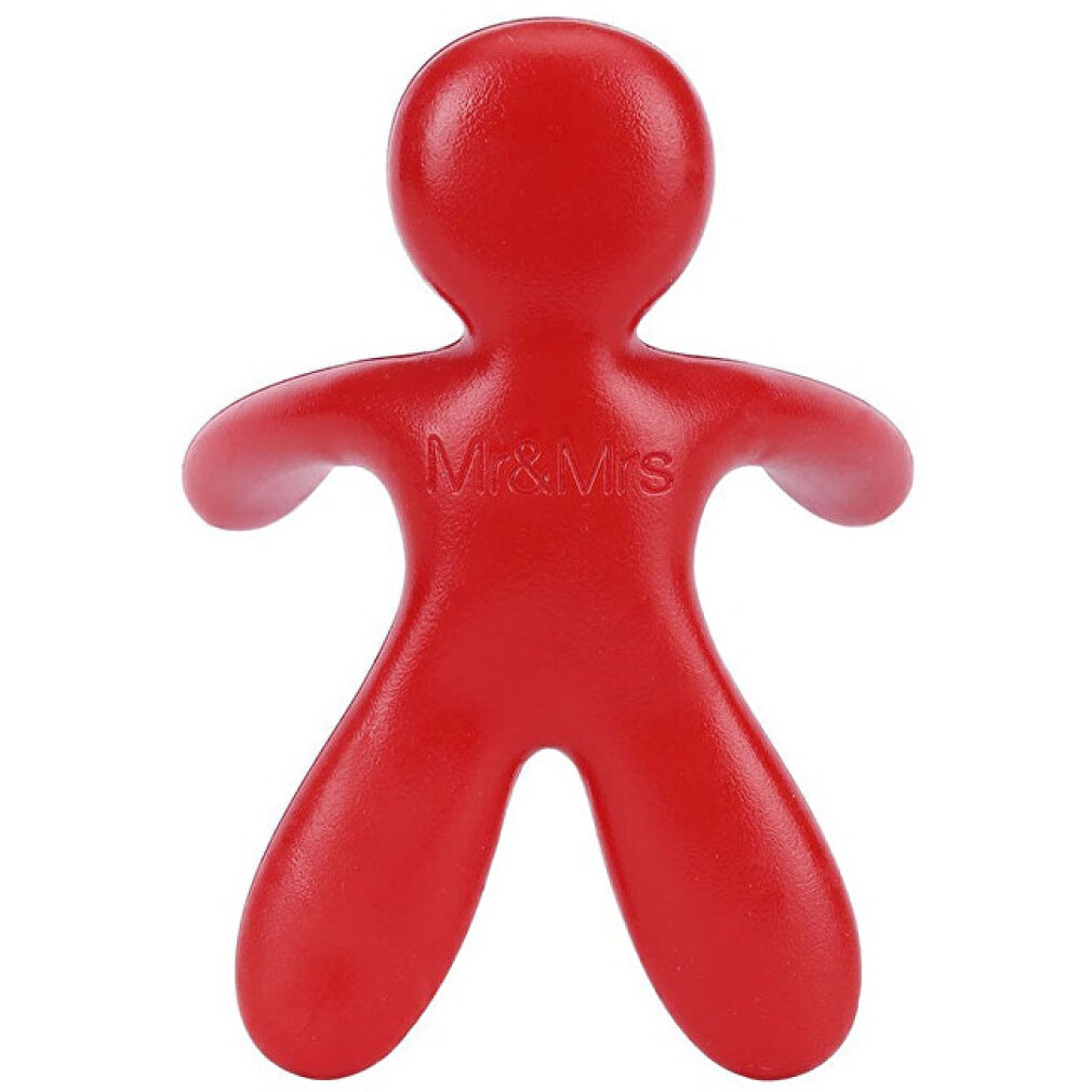 Eine rote, menschenähnliche Figur mit der Aufschrift "Mr & Mrs" auf der Brust.