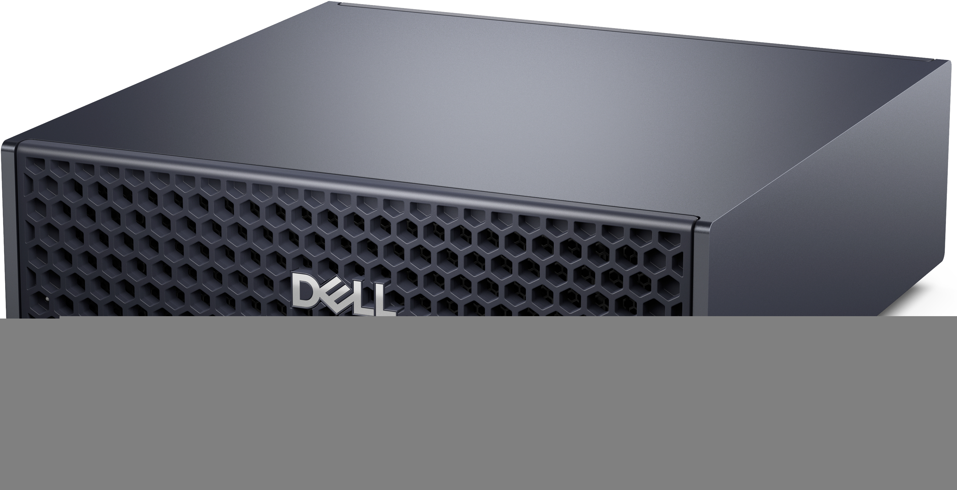 Un computer Dell scuro con custodia a fantasia esagonale.