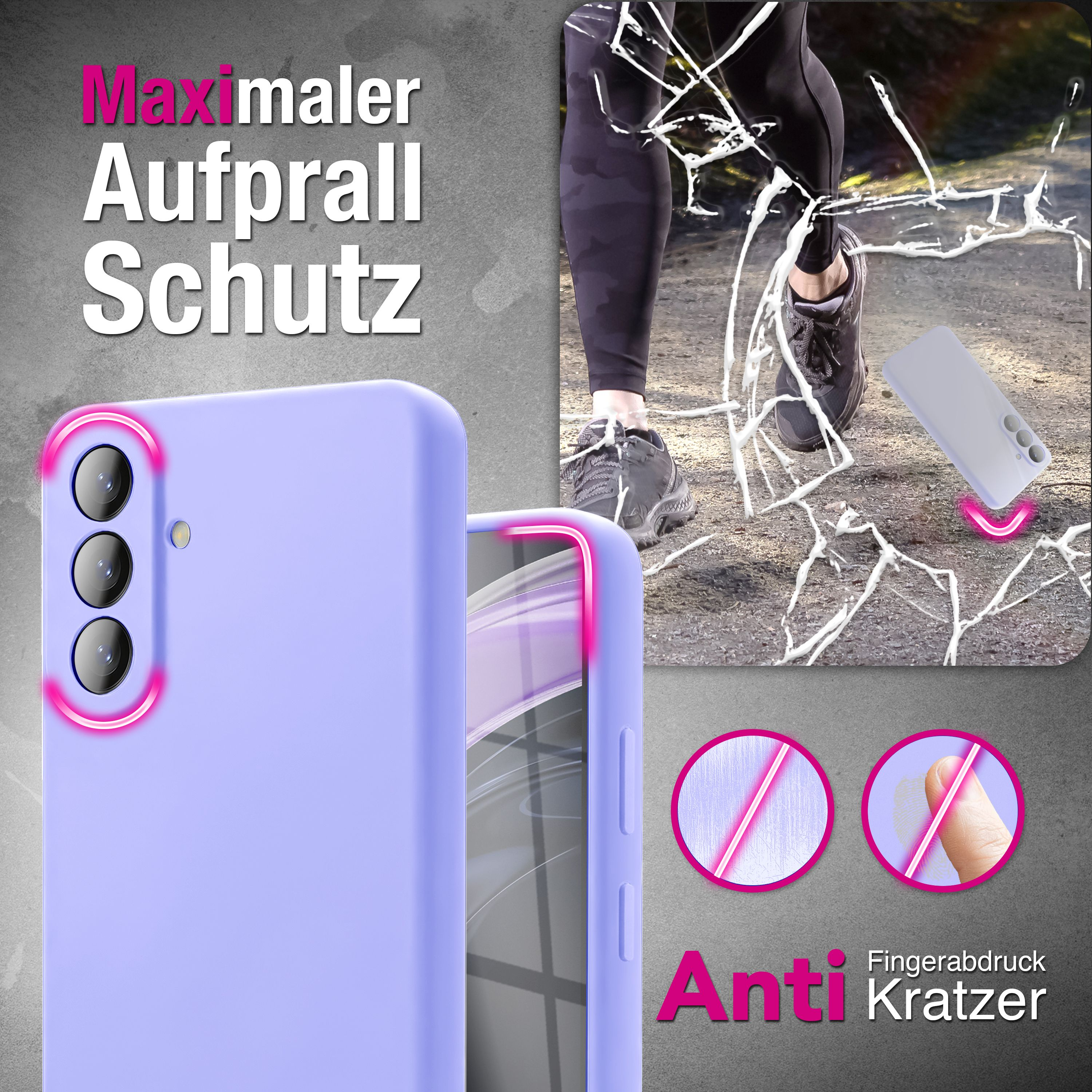 Lila Hülle mit Kamera, Sturzsimulation, Anti-Fingerabdruck/Kratzer.
