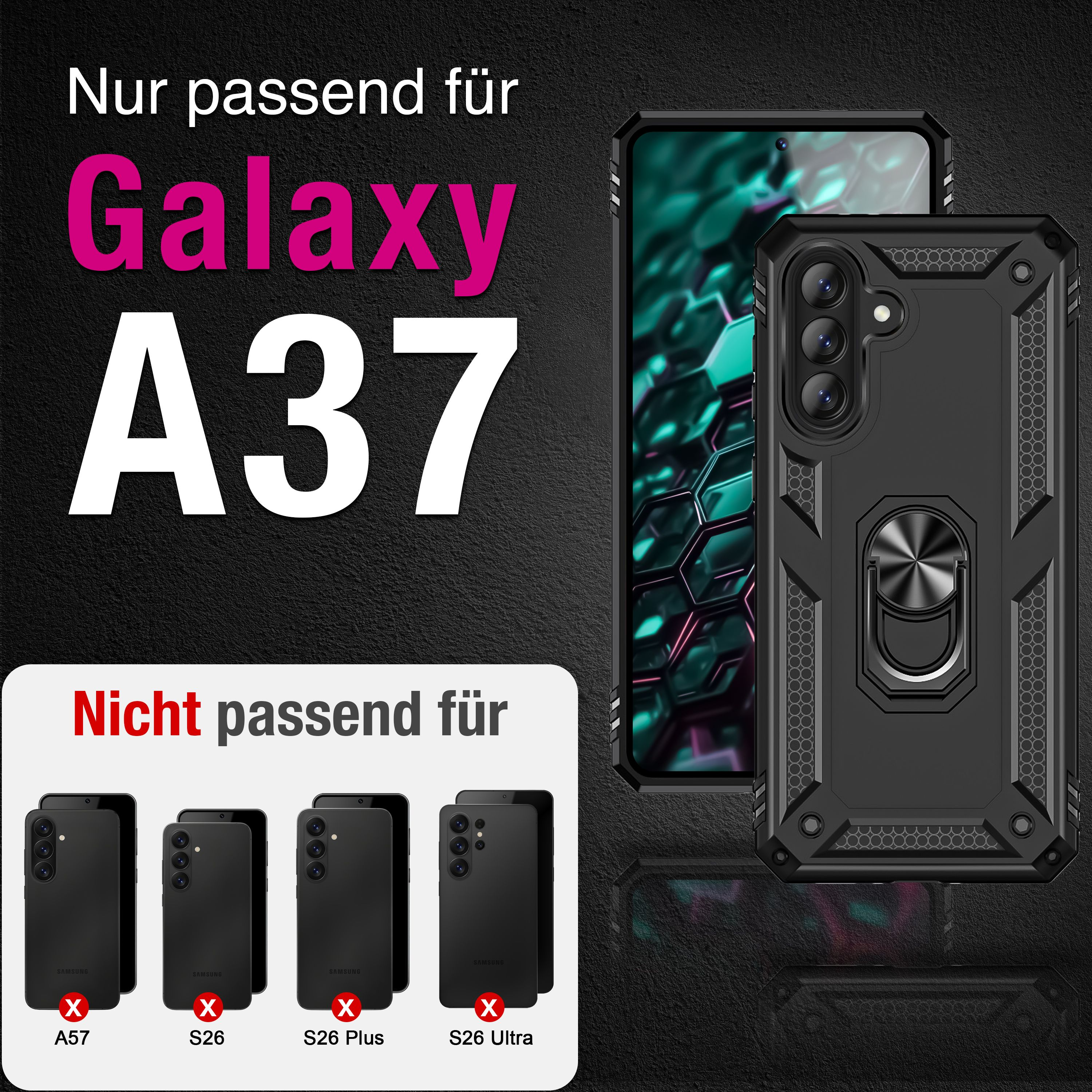 Schwarzes Handyhülle für Galaxy A37. Andere Modelle passen nicht.