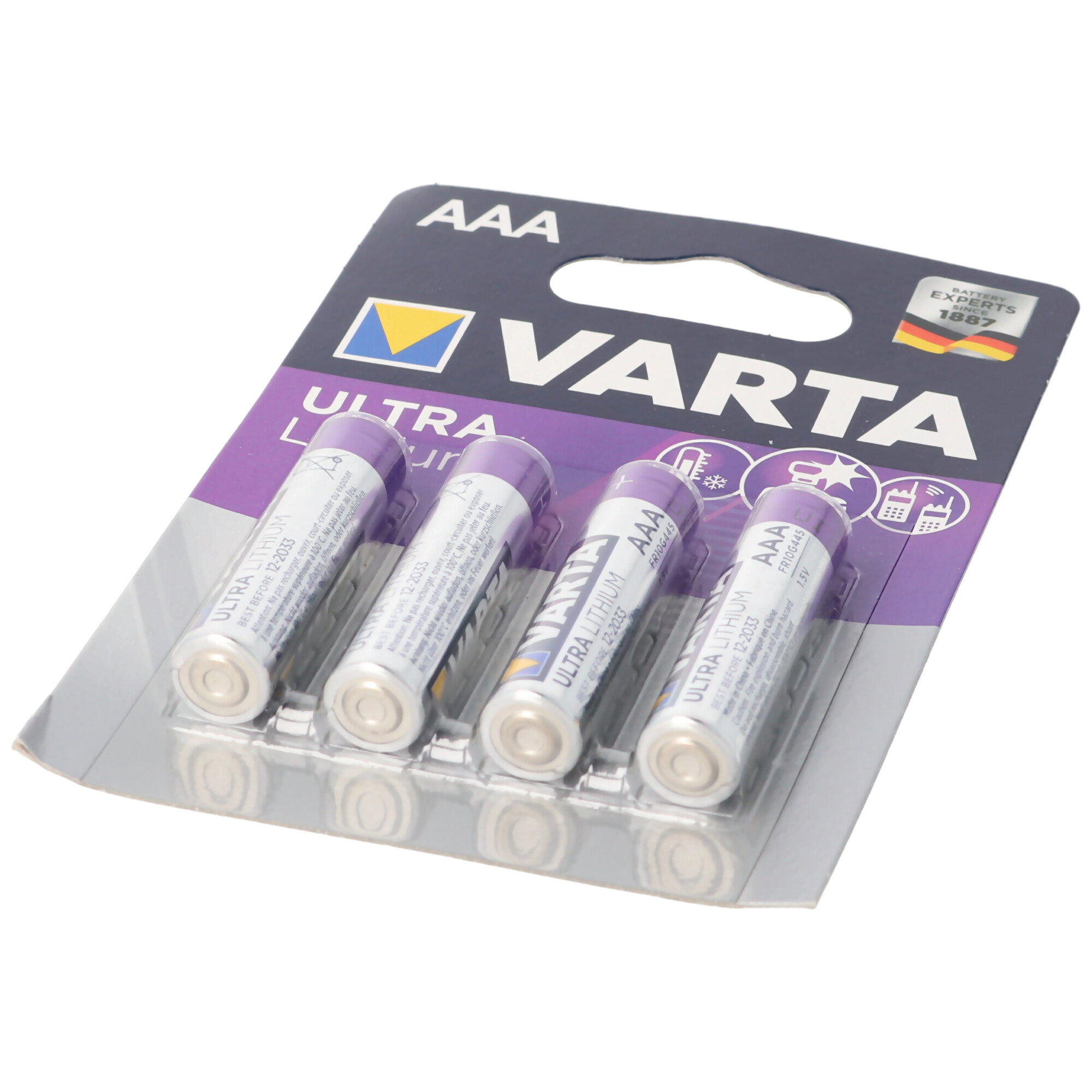 Batterie Varta Ultra Lithium AAA in confezione blister.