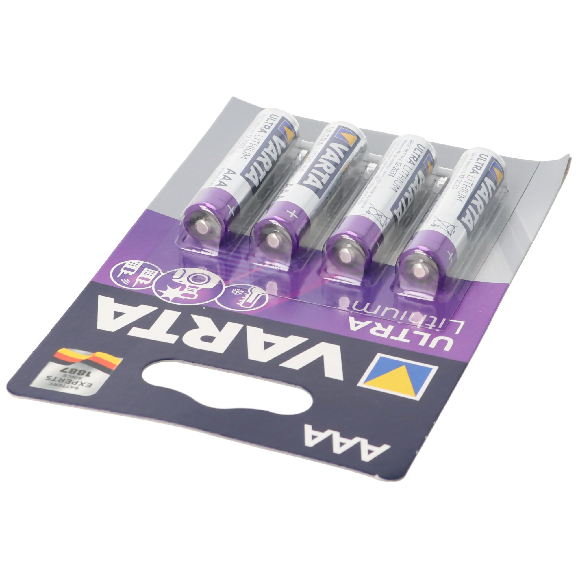 Confezione da quattro batterie Varta AAA Ultra Lithium.