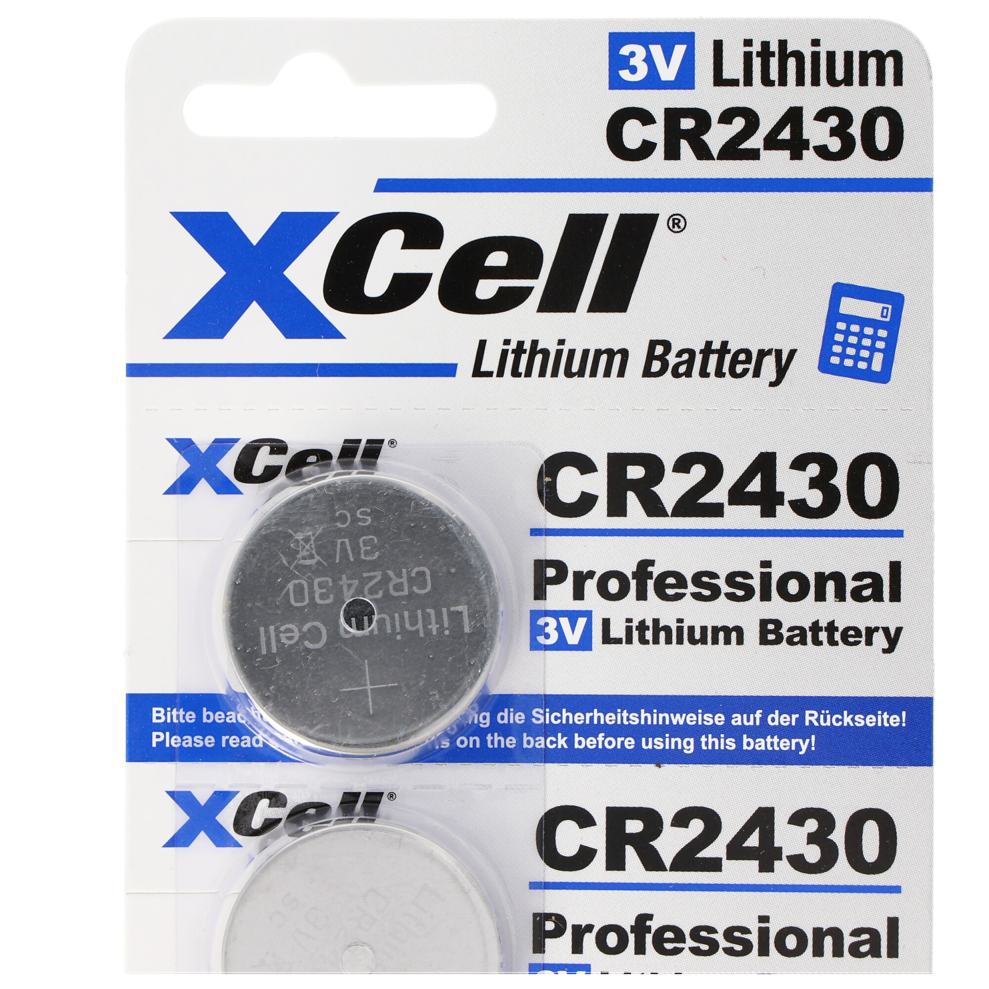 XCell CR2430 3V Lithium-Batterien im Blisterpack, zwei Stück.