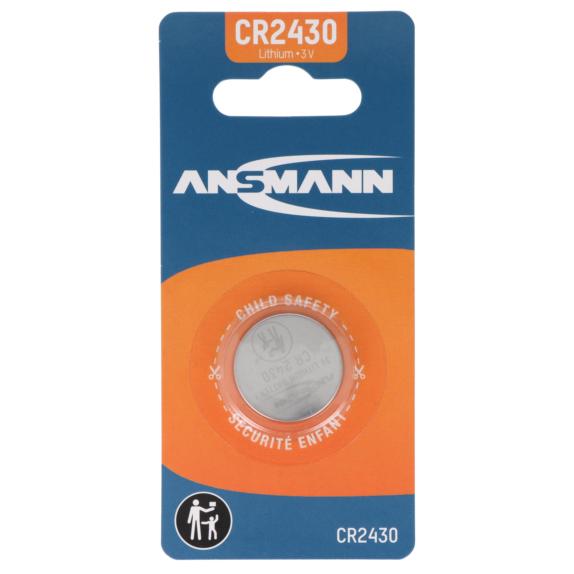 Ansmann CR2430 Lithium 3V Knopfzellenbatterie auf Blisterverpackung.