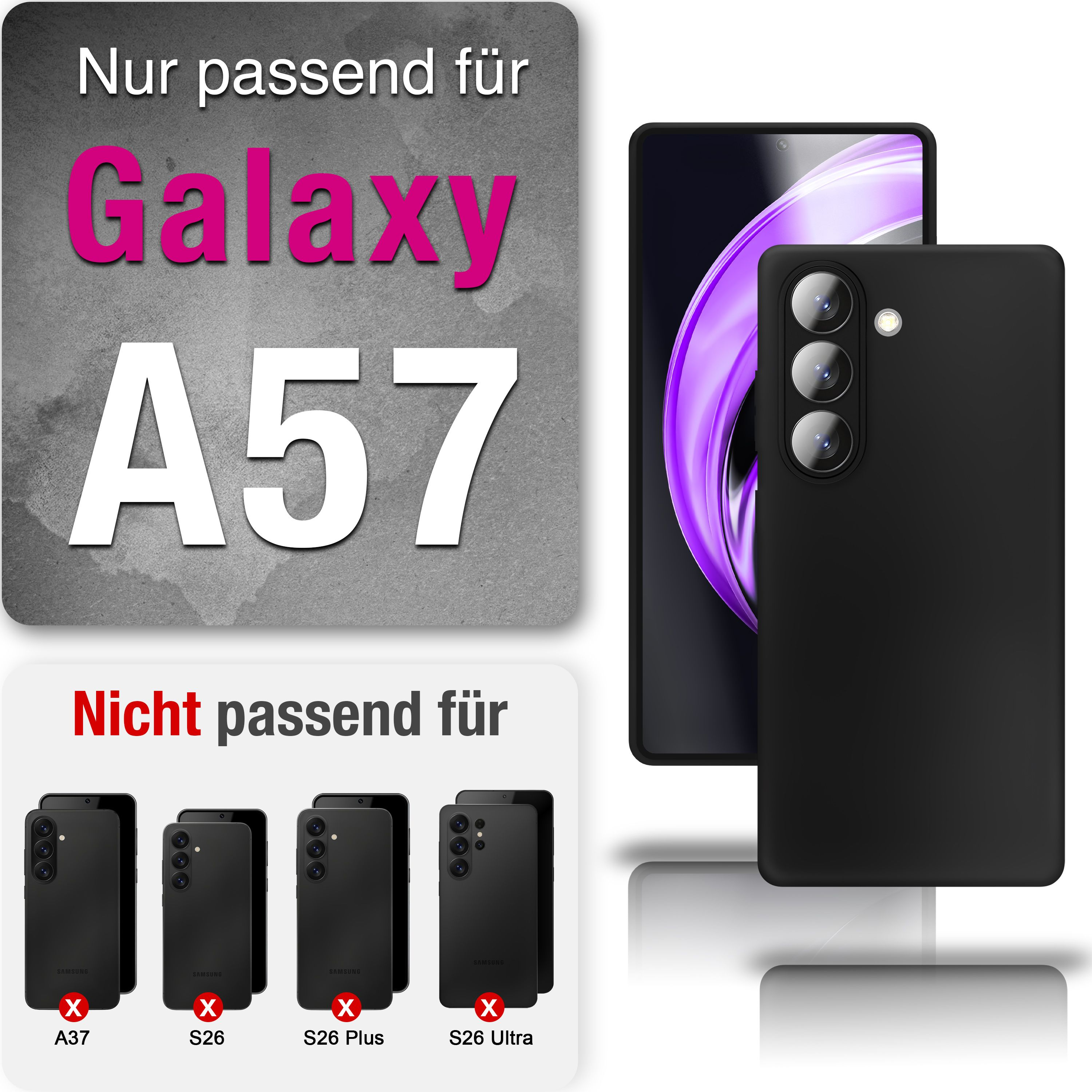 Schwarze Handyhülle für Galaxy A57. Andere Modelle nicht passend.