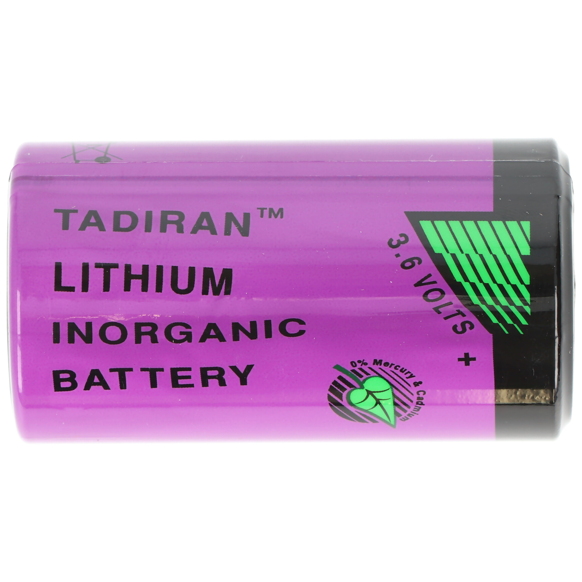 Batteria inorganica al litio Tadiran viola, 3,6 Volt, 0% mercurio e cadmio.