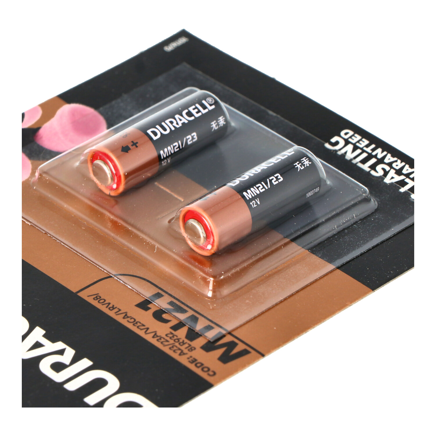 Zwei Duracell MN21/23 Batterien in Blisterverpackung.