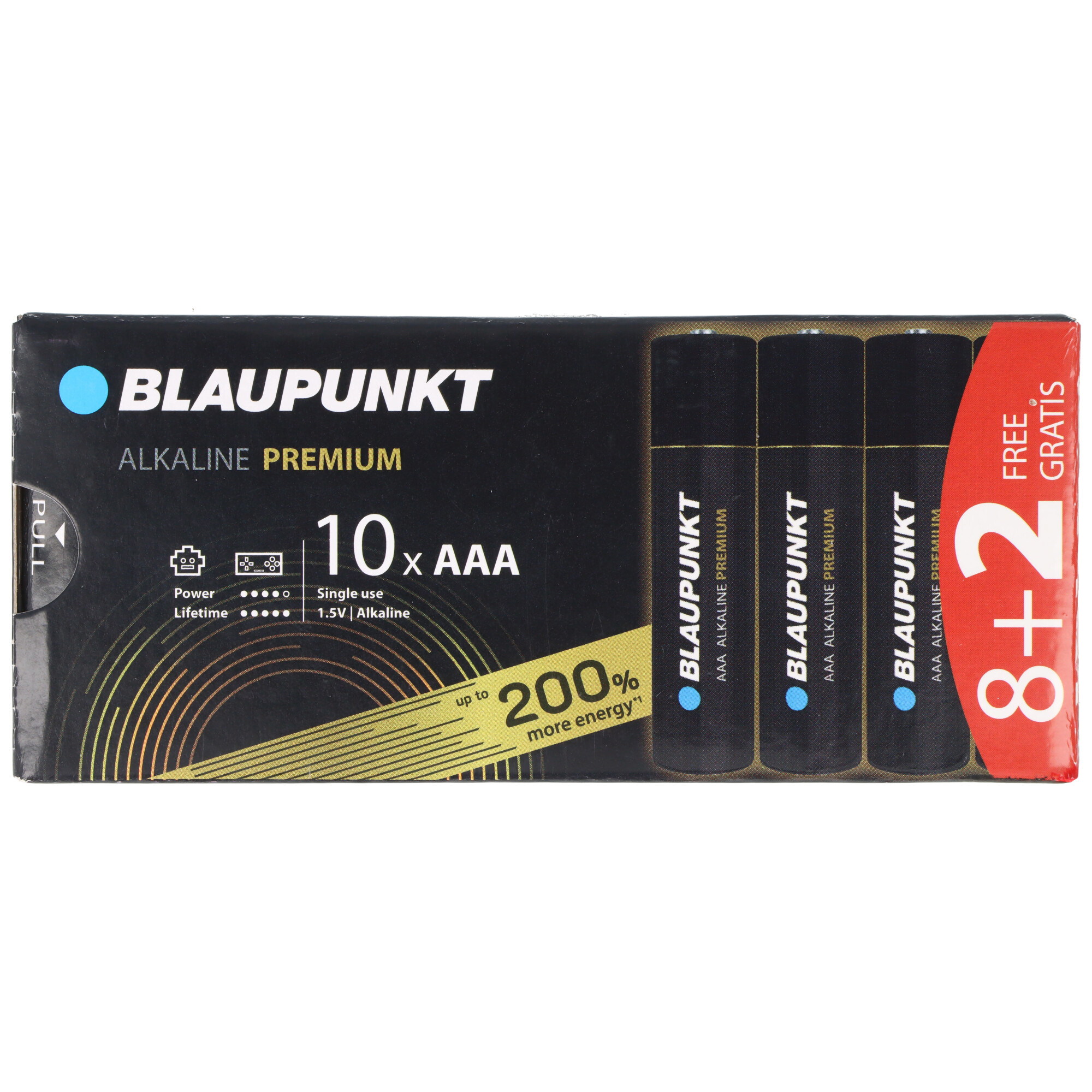 Blaupunkt AAA Alkaline Premium Batterien: 10er Pack + 2 gratis. 200% mehr Energie.