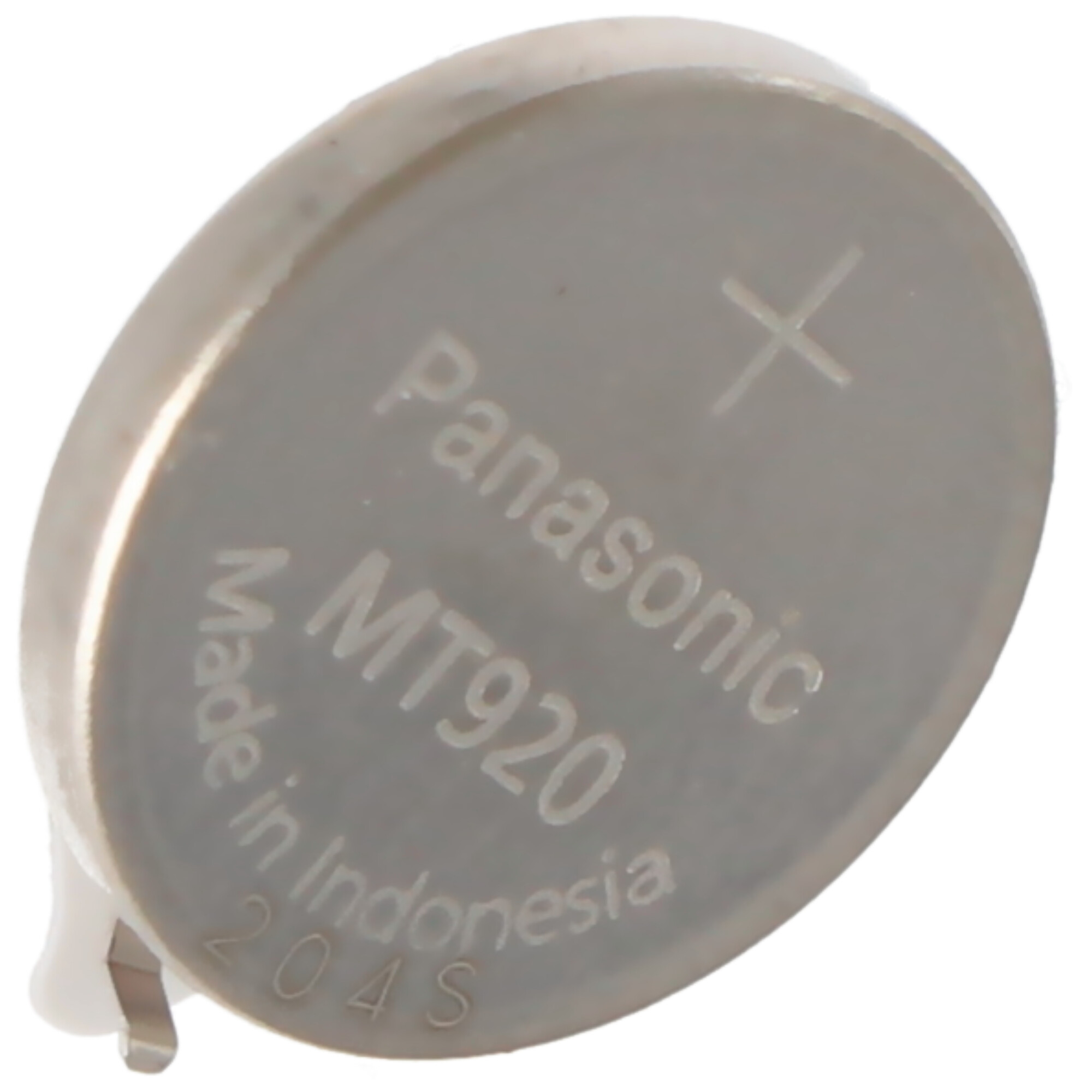 Eine Panasonic MT920 Knopfzellenbatterie, Made in Indonesia, 204S.