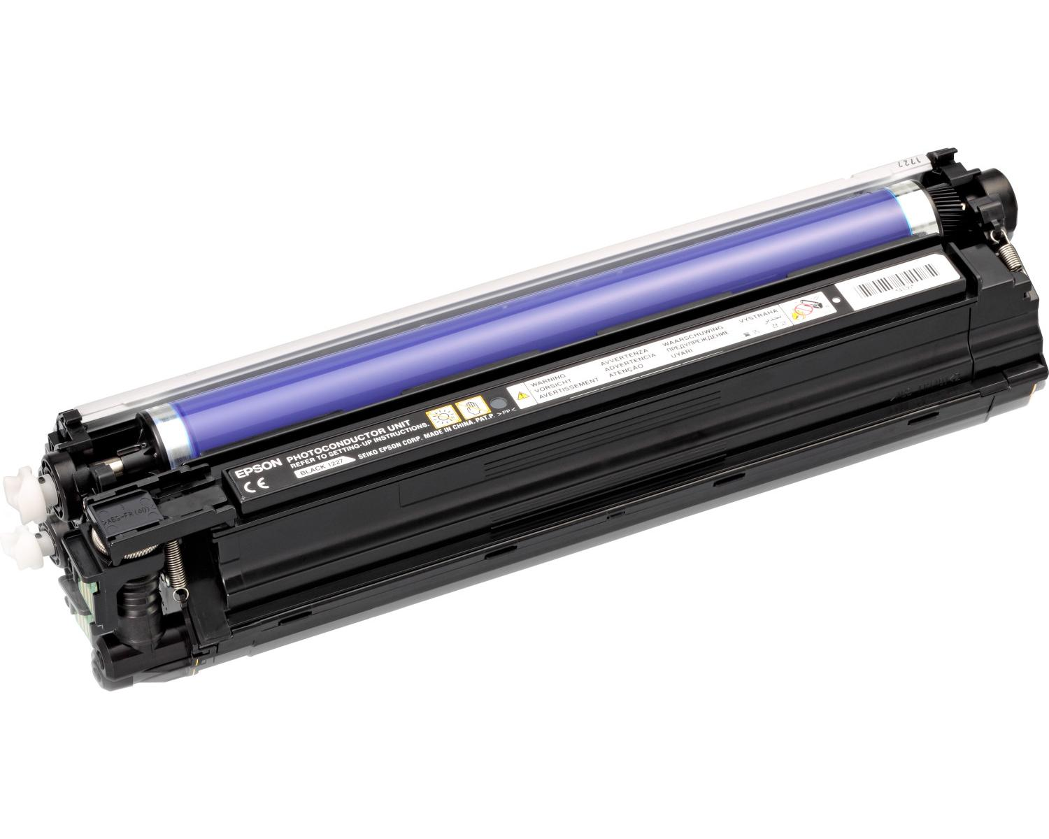 Unità fotoconduttore Epson nera con rullo blu e avvisi.