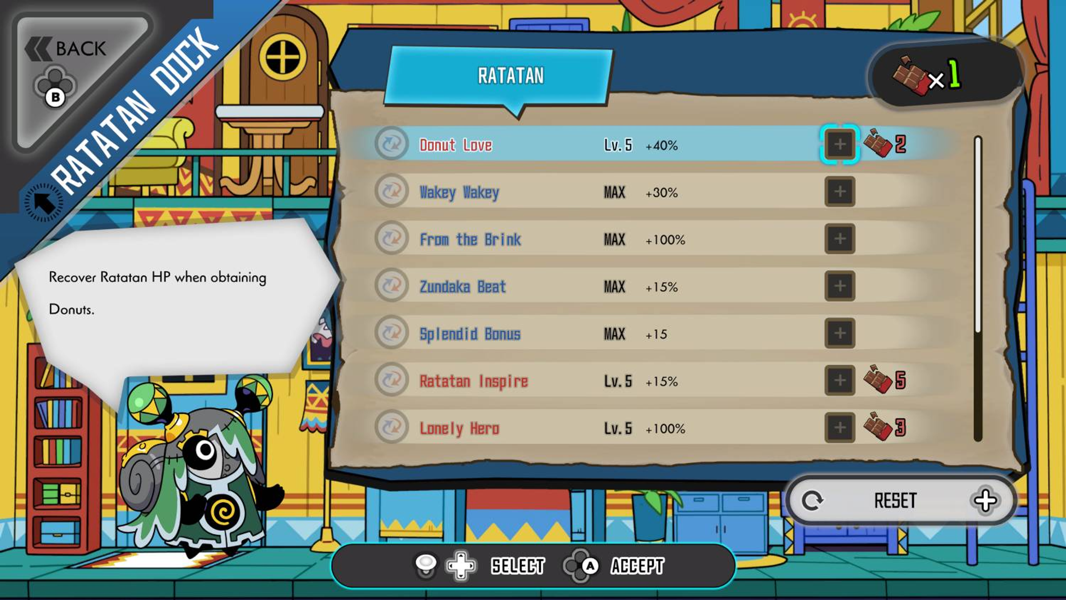 Una pantalla de juego que muestra una lista de habilidades y un personaje.