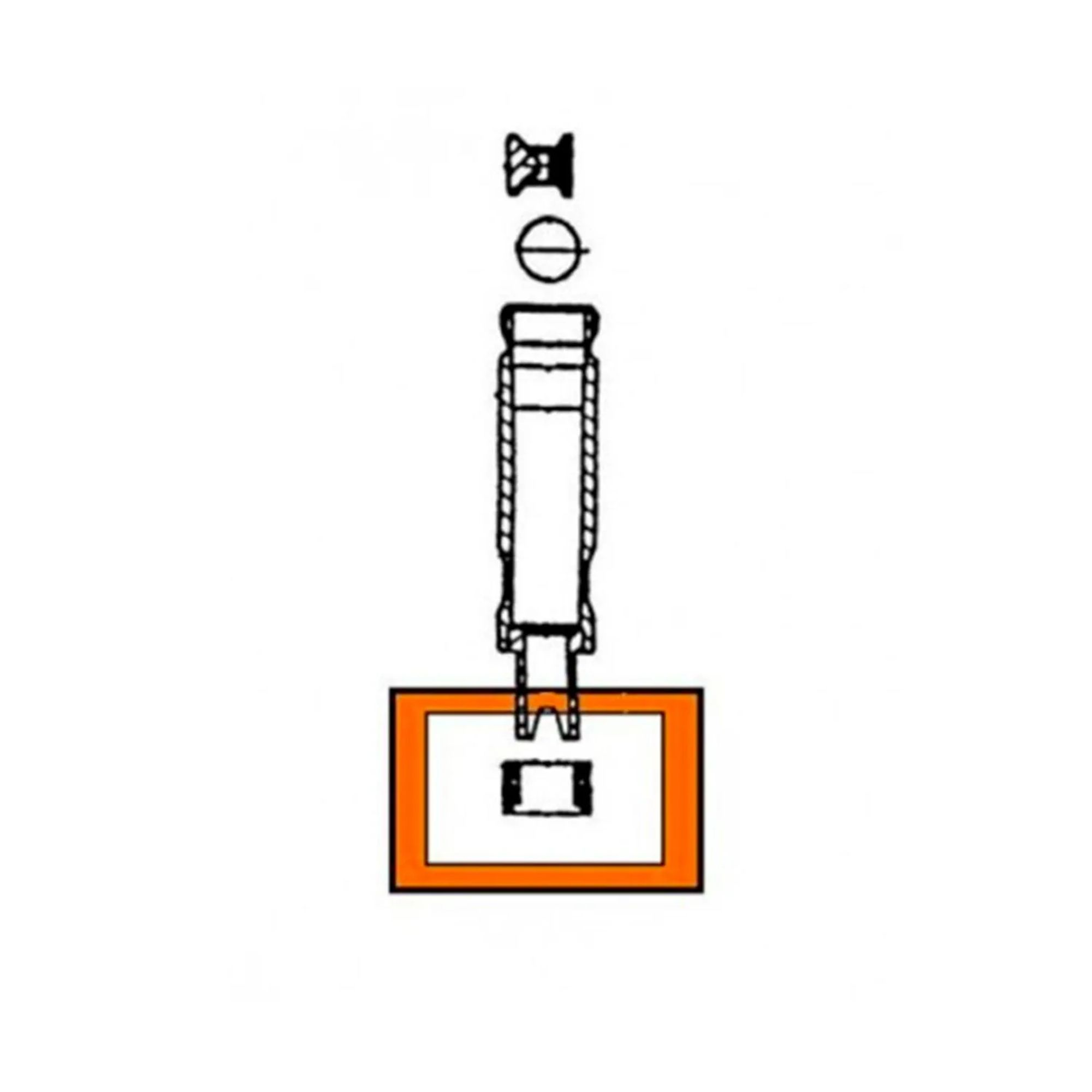 Diagram of a vertical pipe arrangement with a rectangular frame.