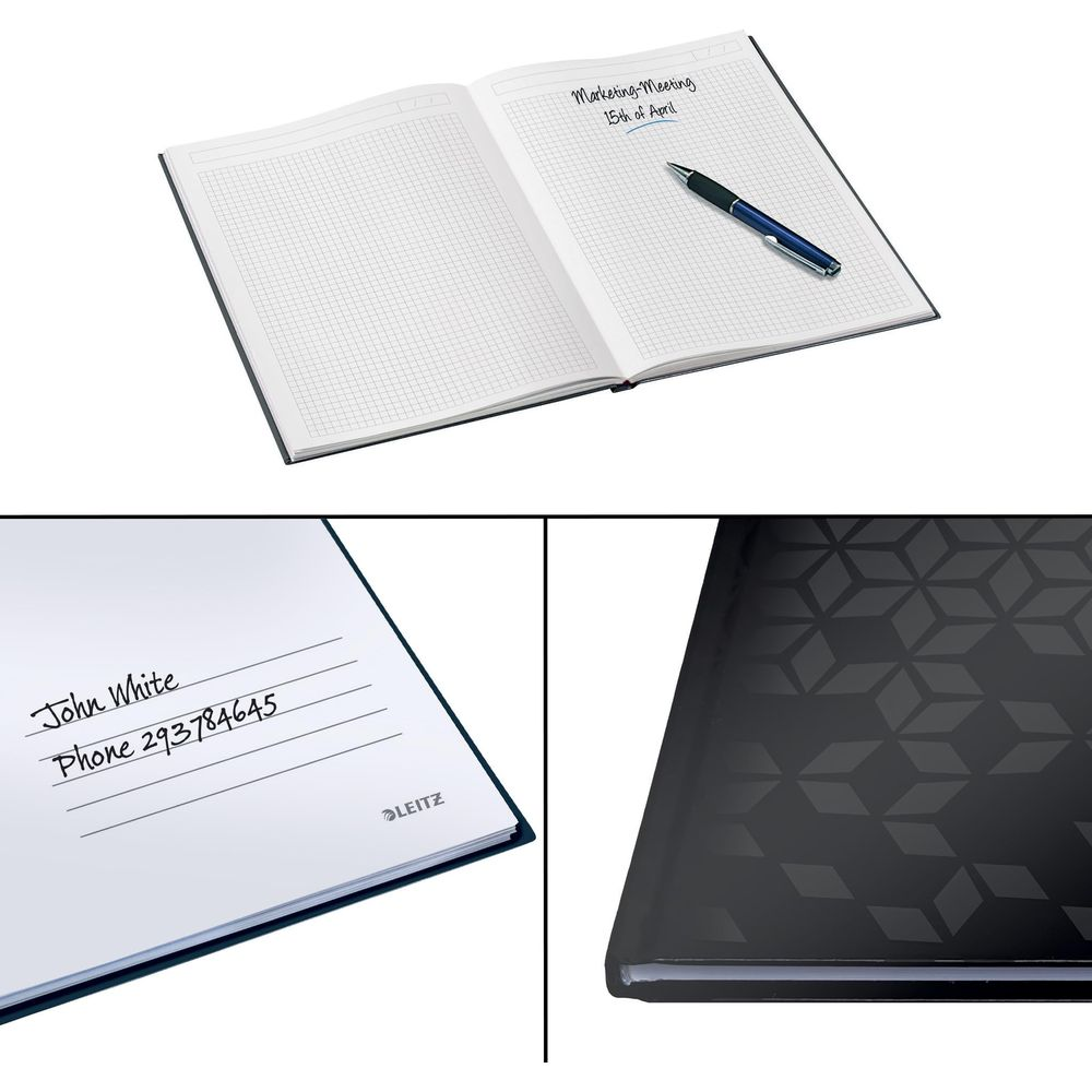 Ein Notizbuch mit karierten Seiten, einem Stift und handschriftlichen Notizen.