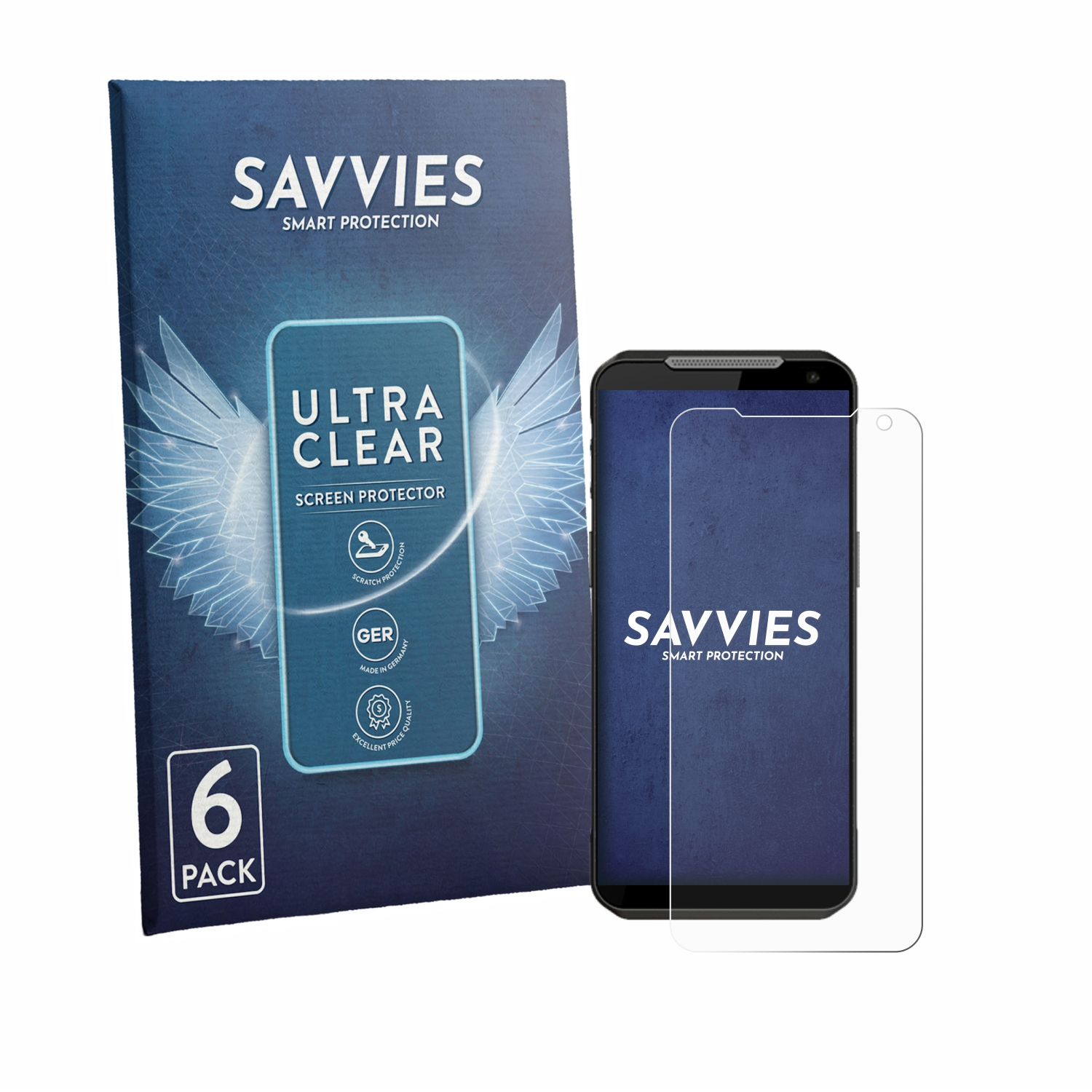 6er-Pack Savvies Ultra Clear Displayschutzfolien für Handys.