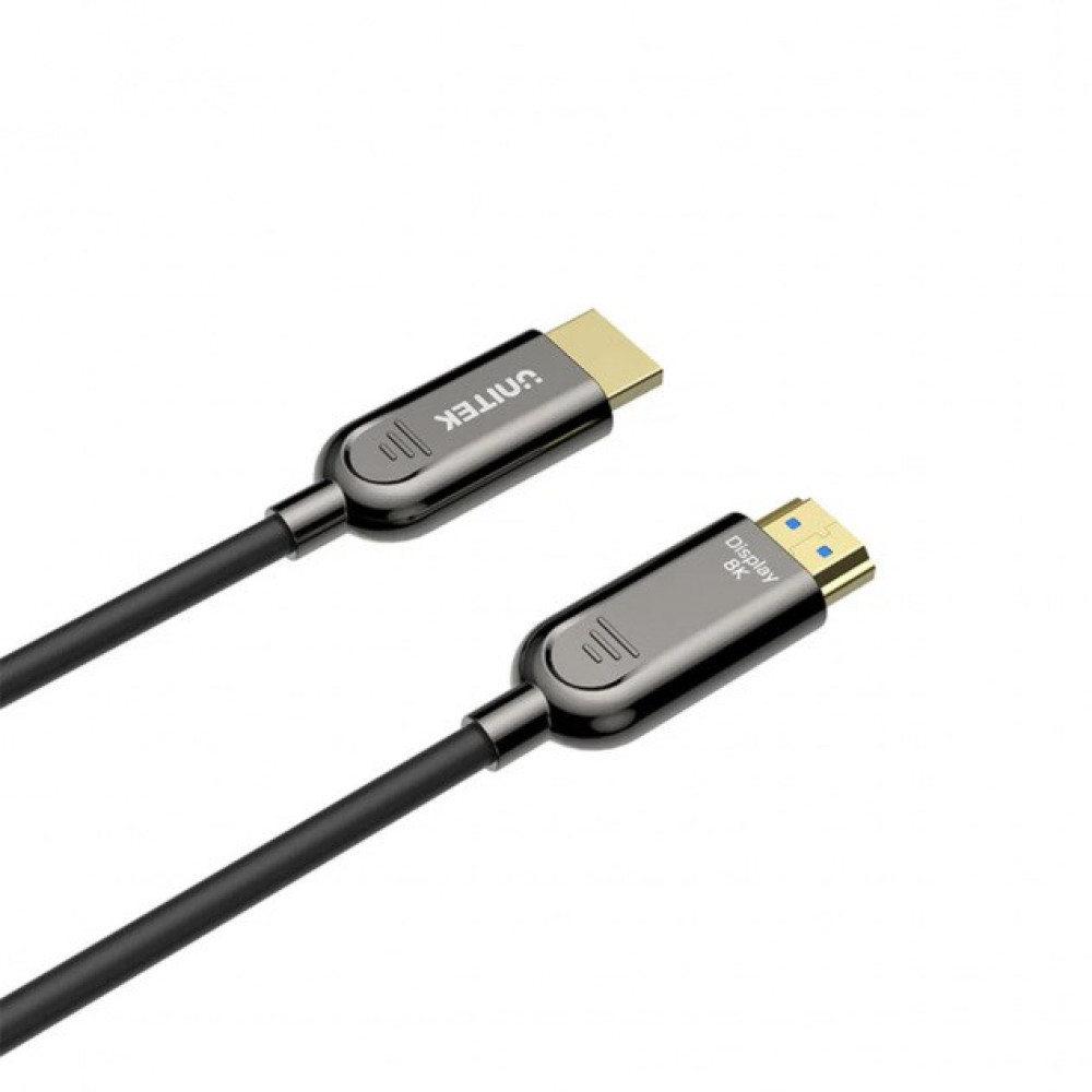 Dwa kable HDMI Unitek z czarnymi przewodami i złotymi złączami.