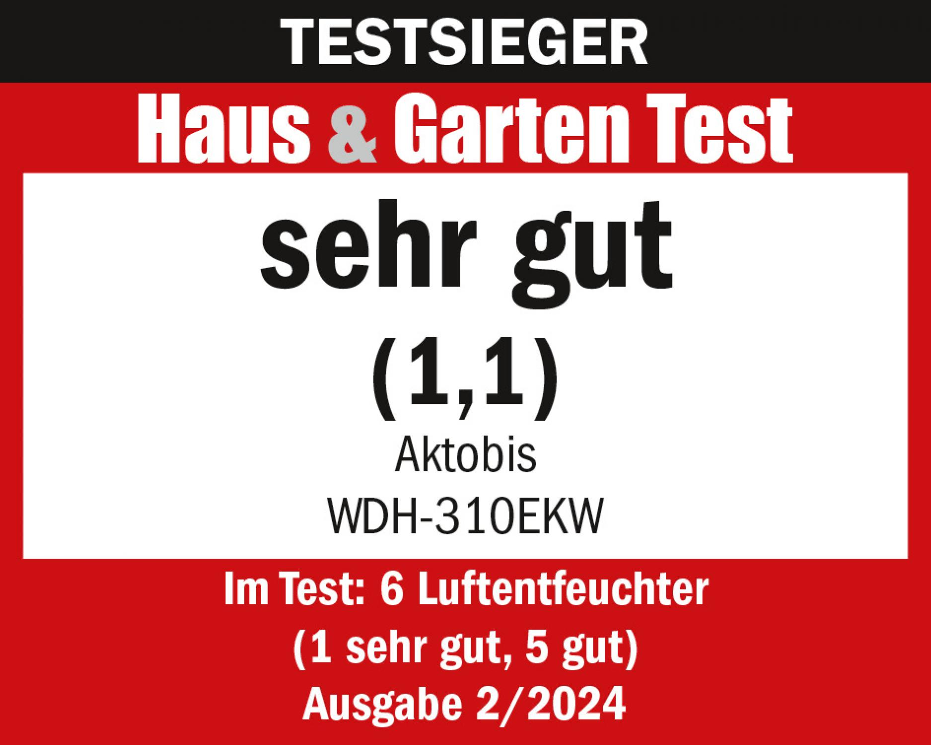 Vincitore del test Haus & Garten Test: Molto buono (1,1) per Aktobis WDH-310EKW.