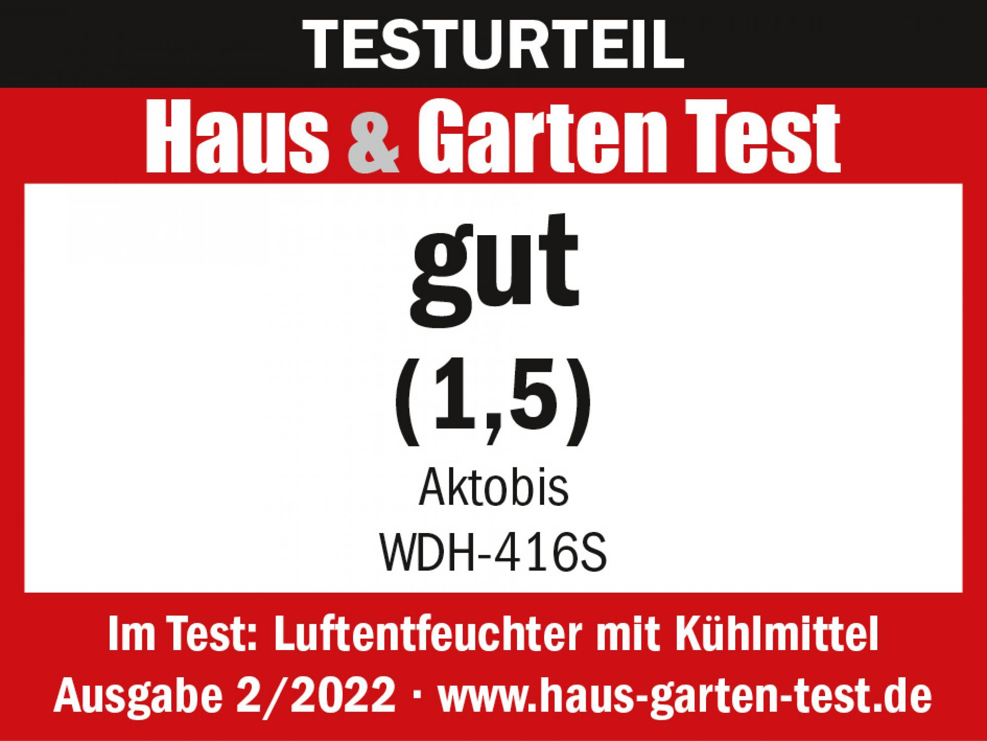 Testurteil: Gut (1,5) für Aktobis WDH-416S Luftentfeuchter.