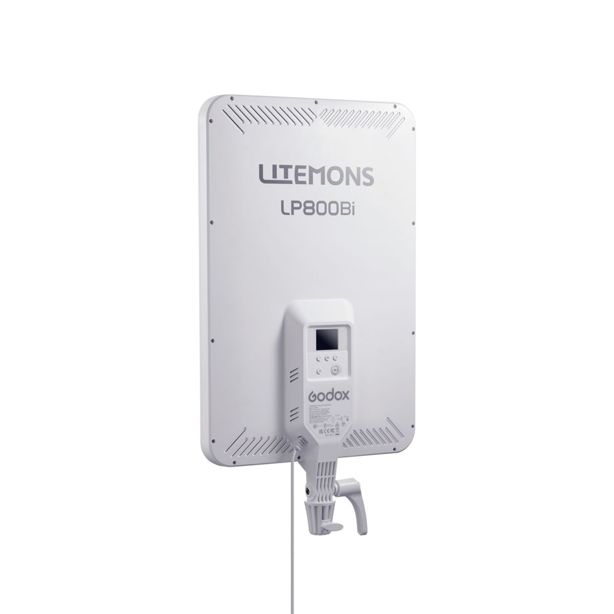 Ein weißes LED-Panel mit der Aufschrift "LITEMONS LP800Bi" und "Godox".