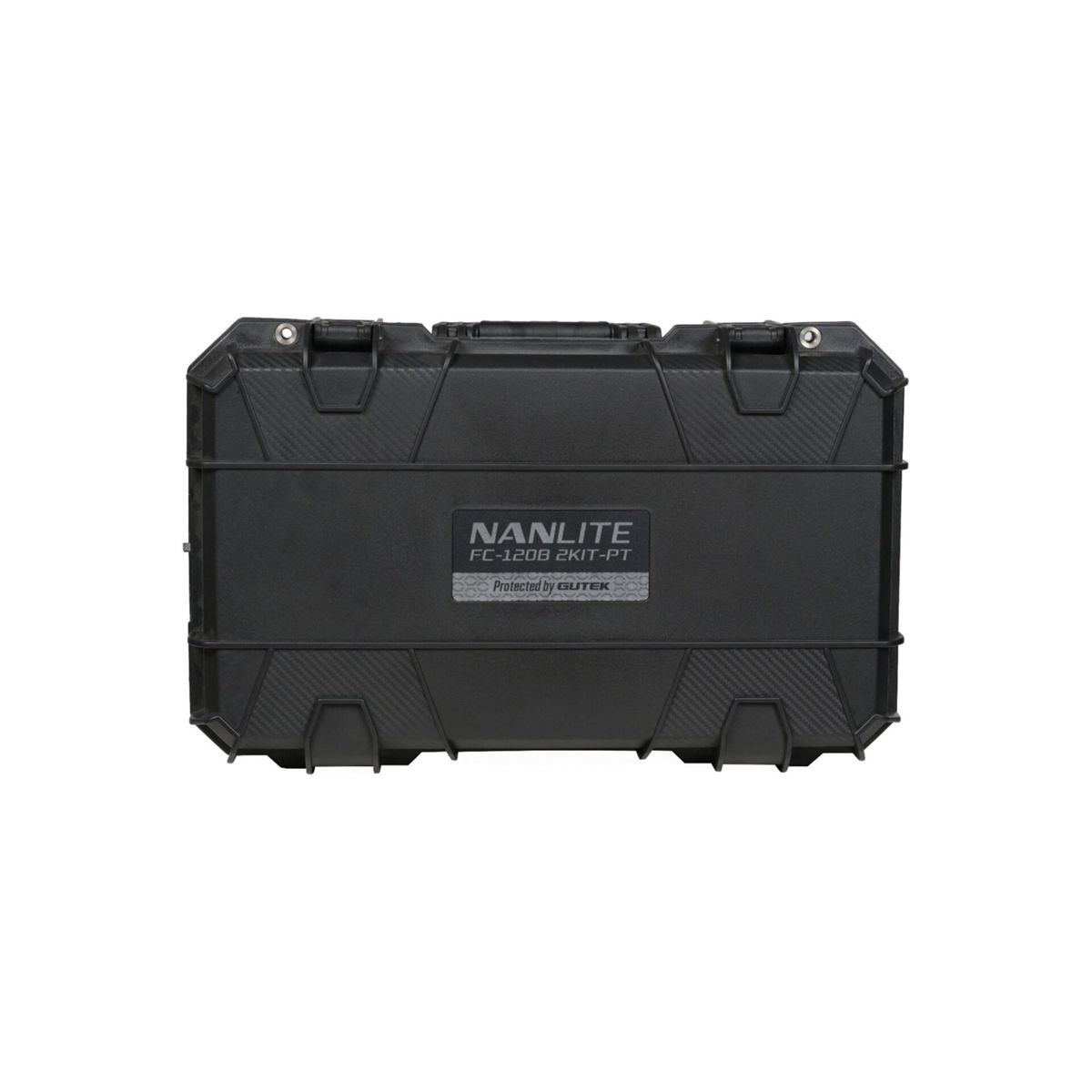 Schwarzer Nanlite FC-120B 2KIT-PT Koffer mit Verschlüssen und Logo.