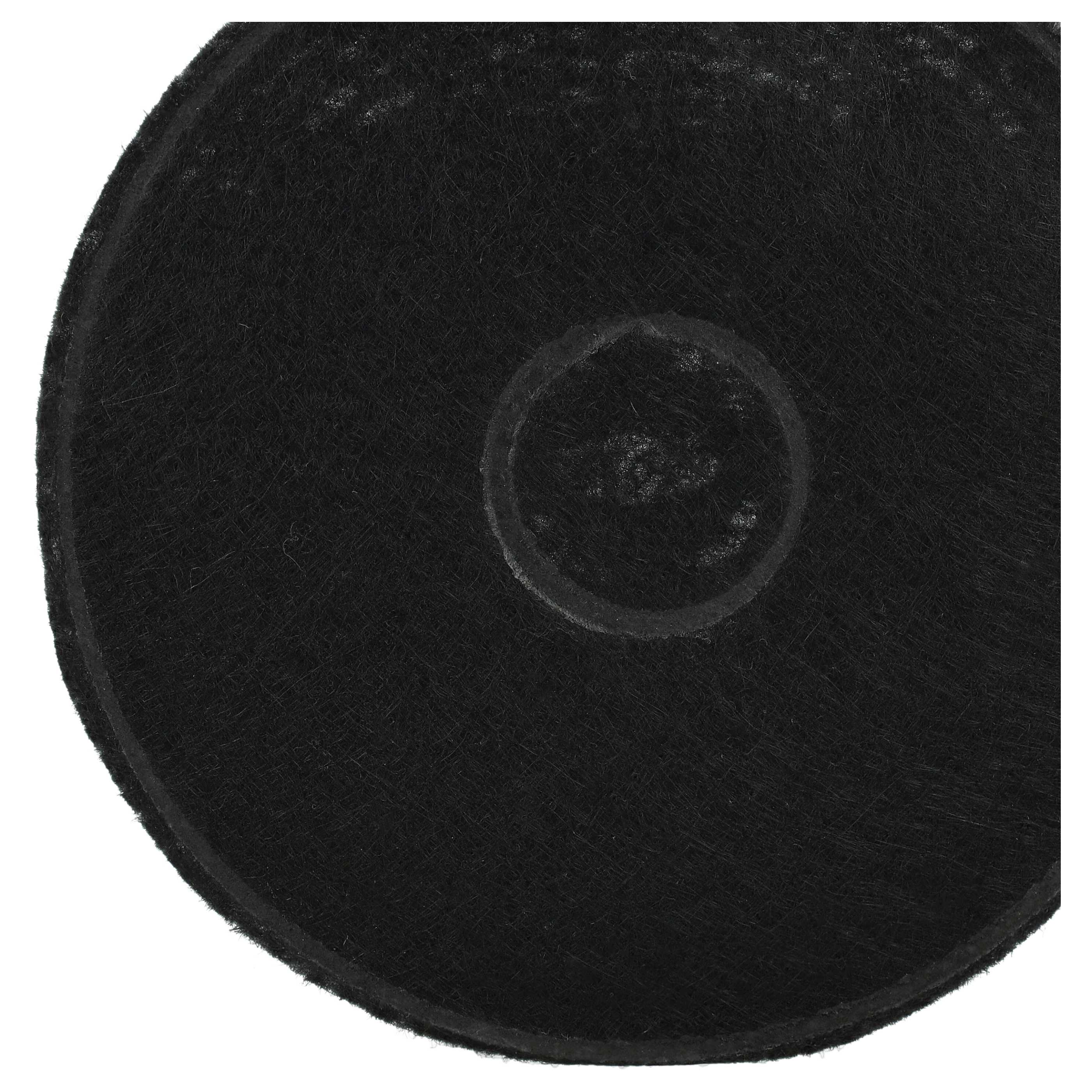 Eine Nahaufnahme eines runden, schwarzen Filters mit feiner Textur und hellen Flecken.