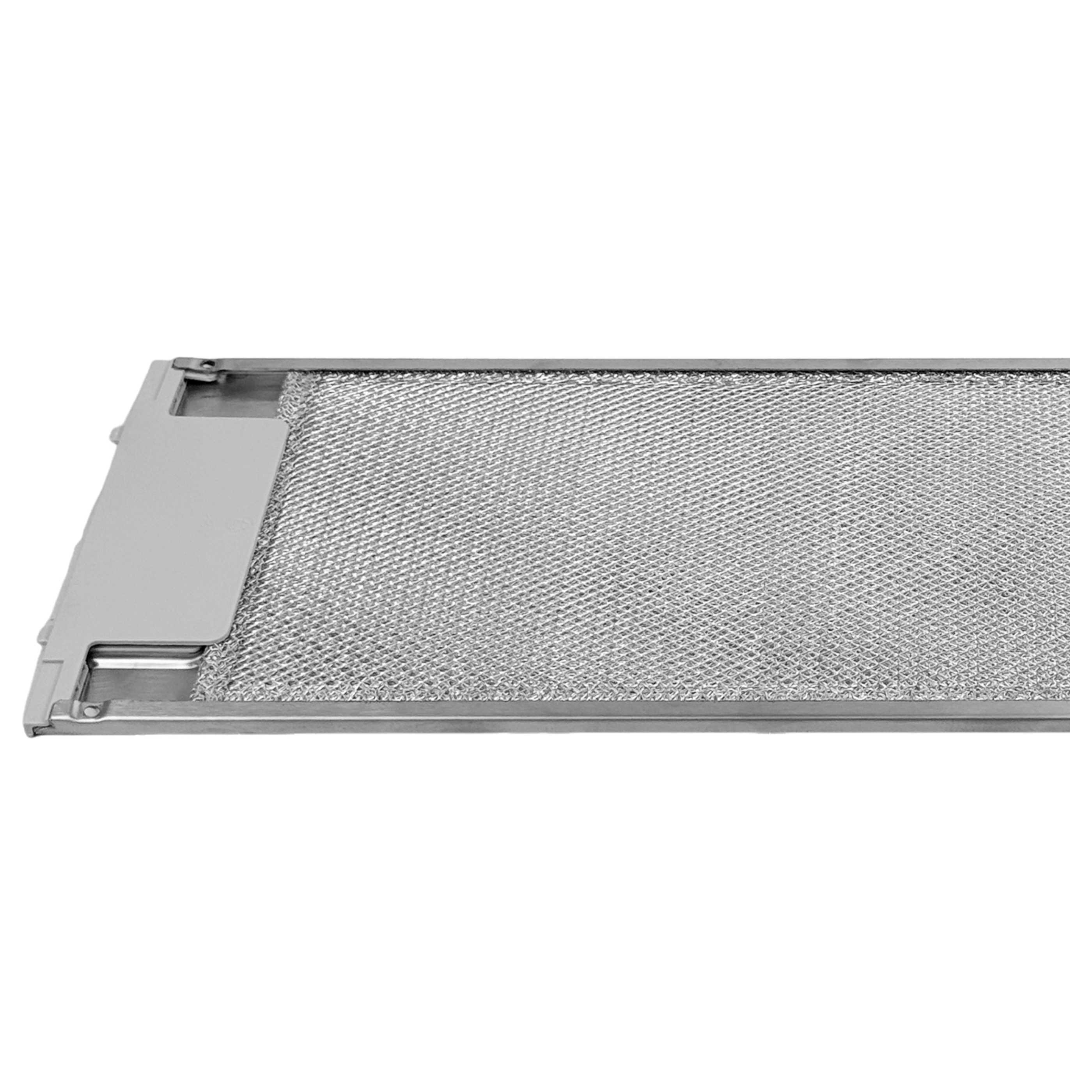 Ein silberner Dunstabzugshaubenfilter mit Metallgitter und Rahmen.