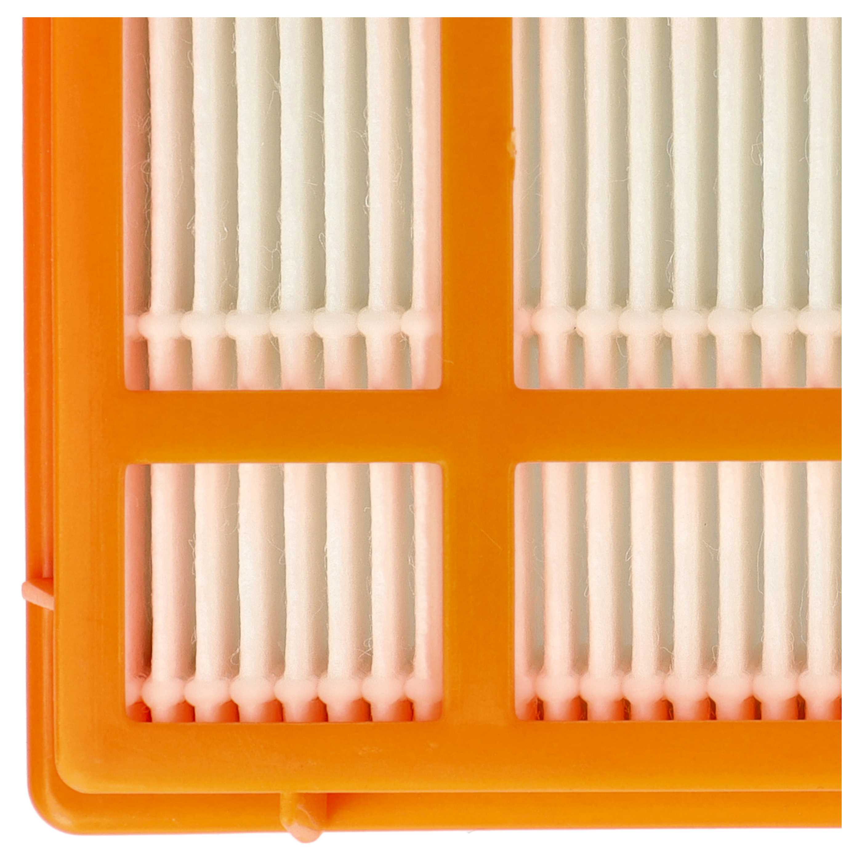 Orangefarbener Rahmen mit weißen Faltenfiltern.
