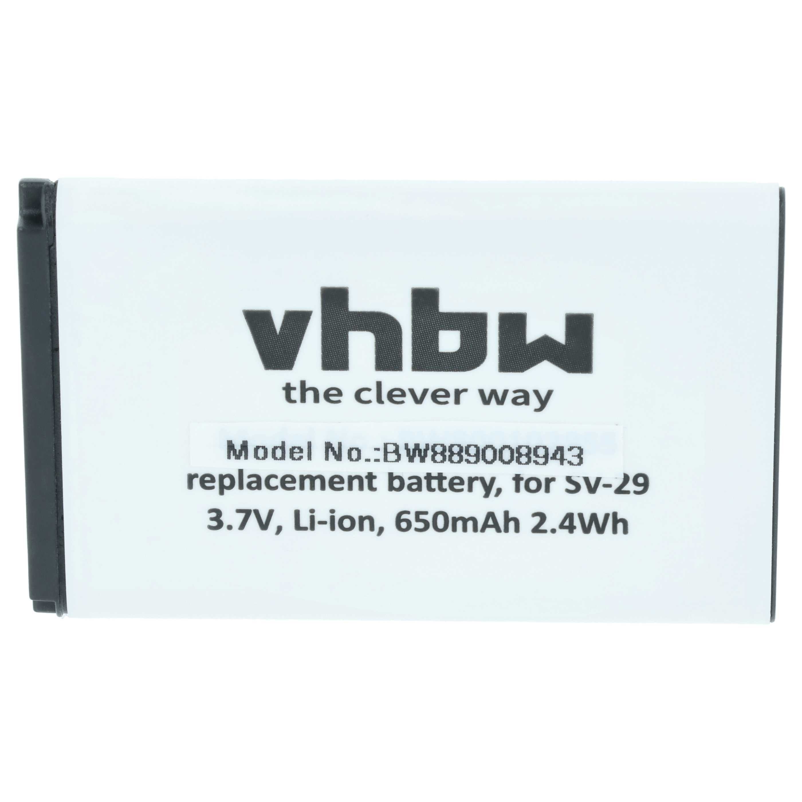 Eine weiße Batterie mit schwarzem Text. Modell BW889008943, 3.7V, Li-Ion.