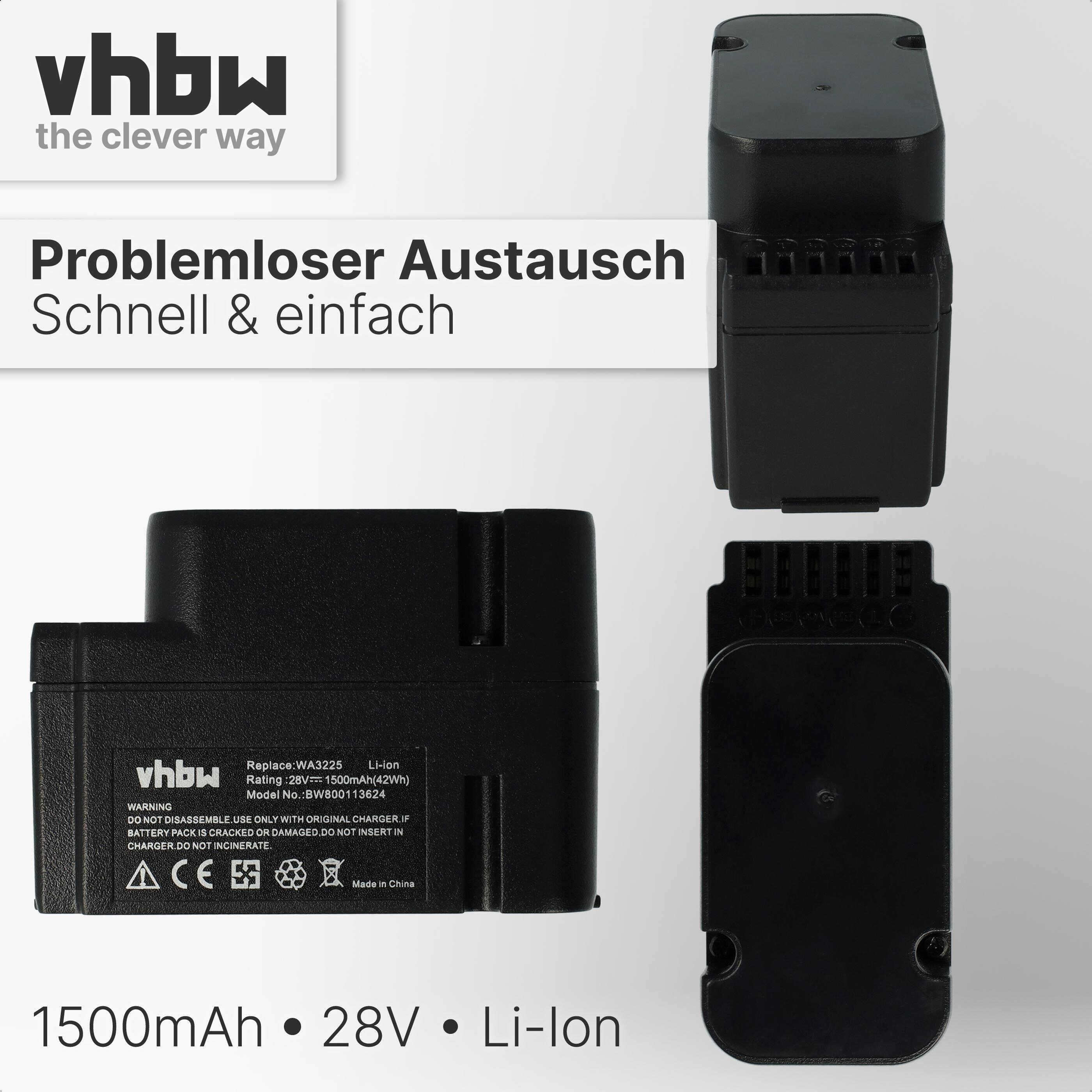 Drei schwarze Akkus mit Beschriftung. Zwei nebeneinander, einer darüber.