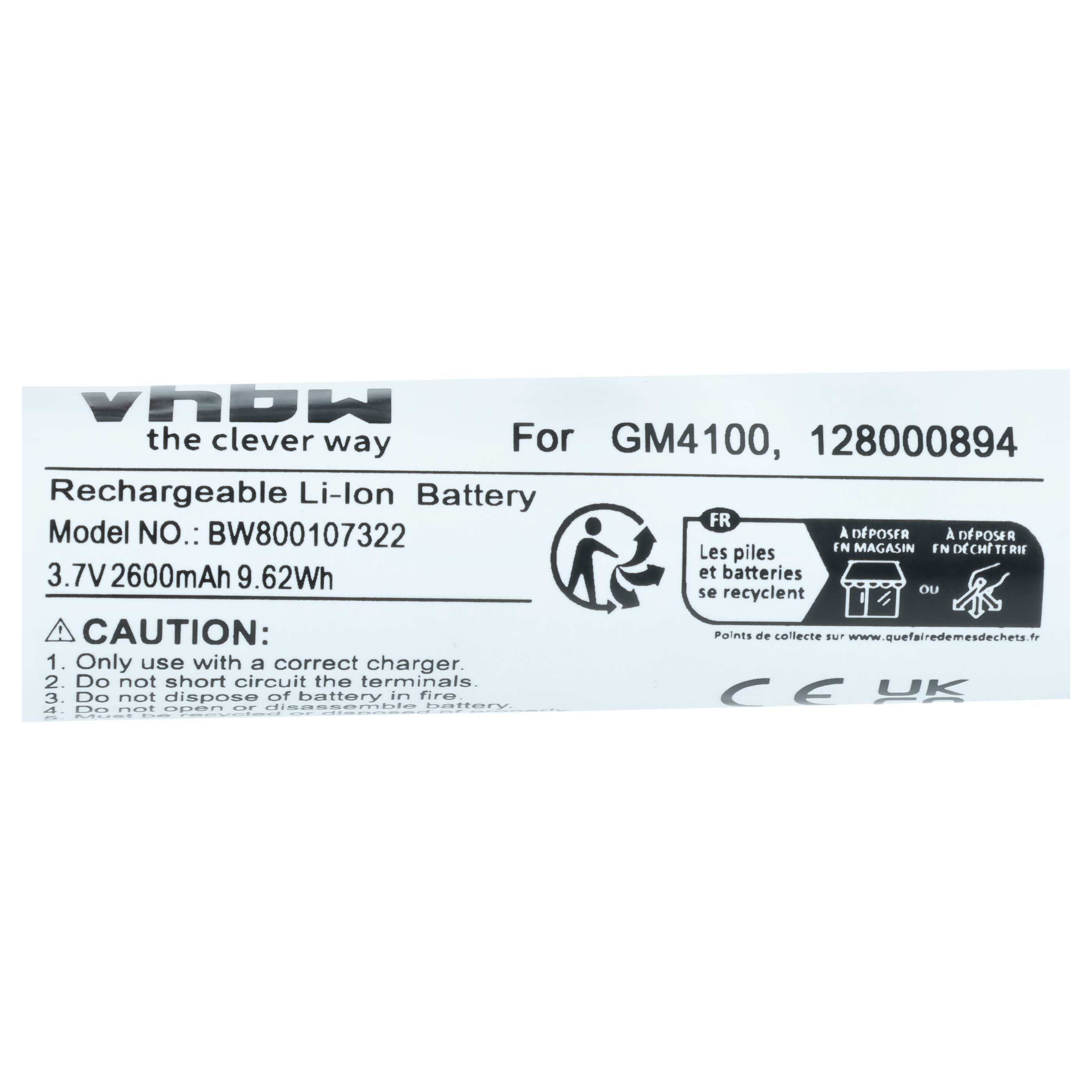 VHBw Li-Ion Akku, 3.7V 2600mAh, für GM4100. Recycling-Info.