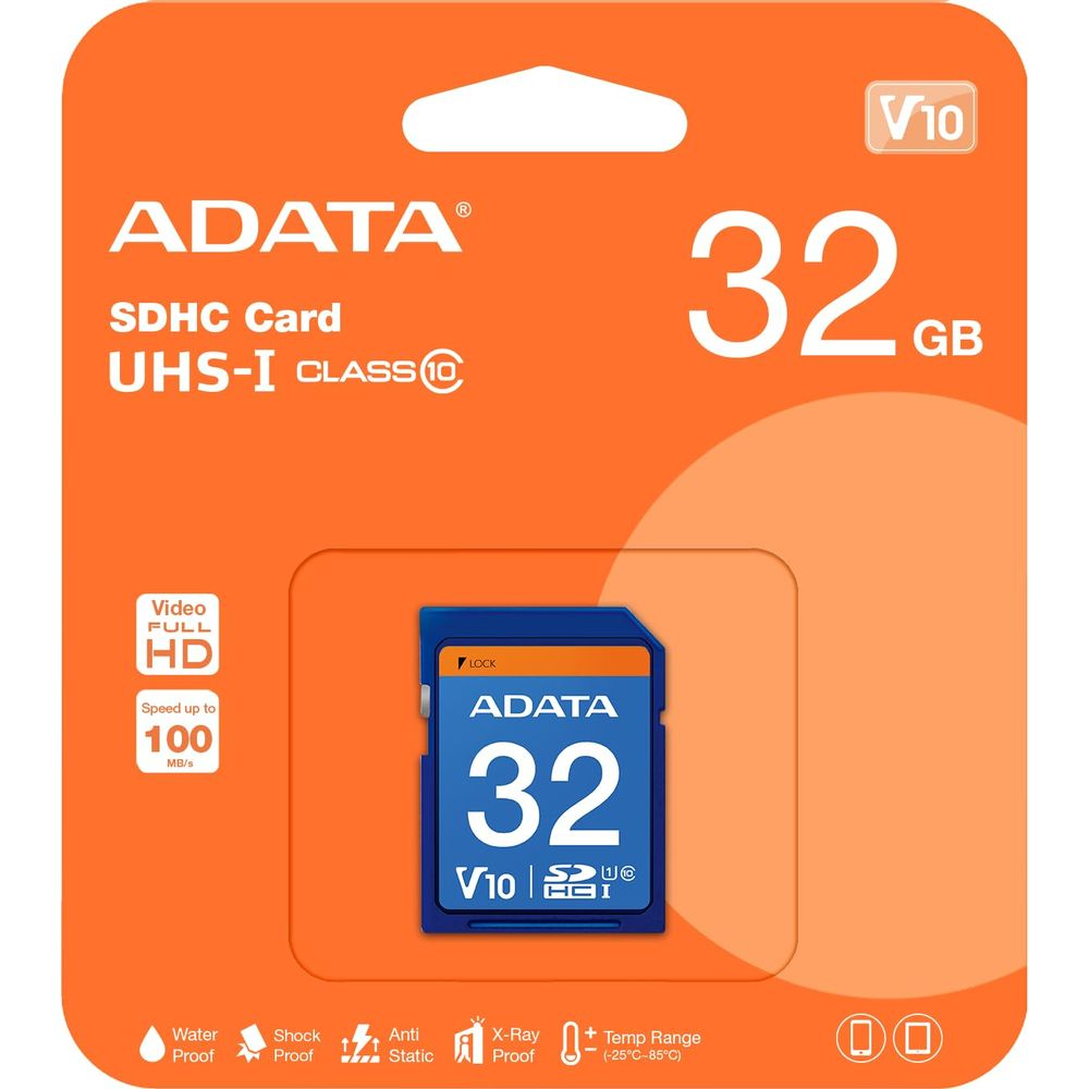ADATA 32 GB SDHC-Karte, UHS-I Class 10, V10, Full HD Video, 100 MB/s