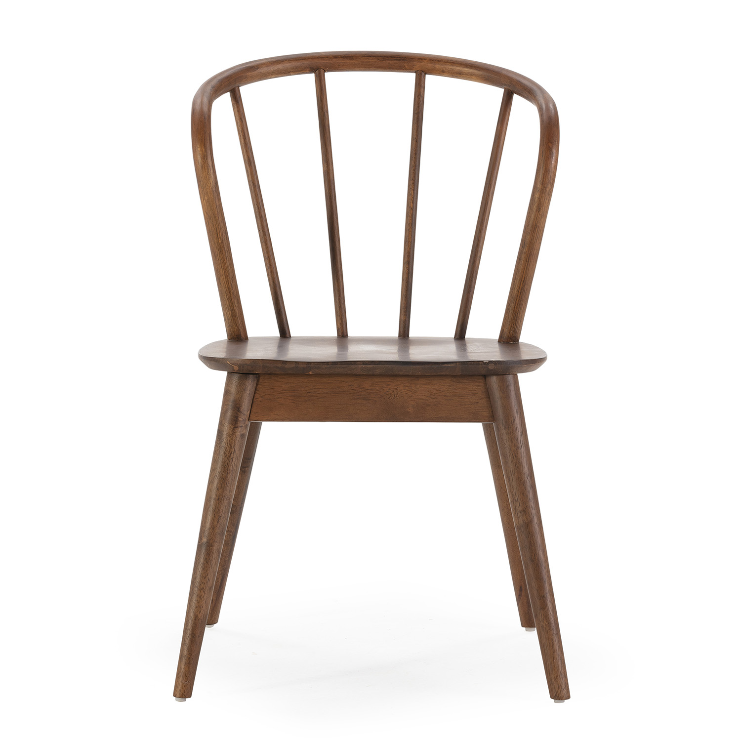 Una silla de madera con respaldo curvo y cuatro patas.