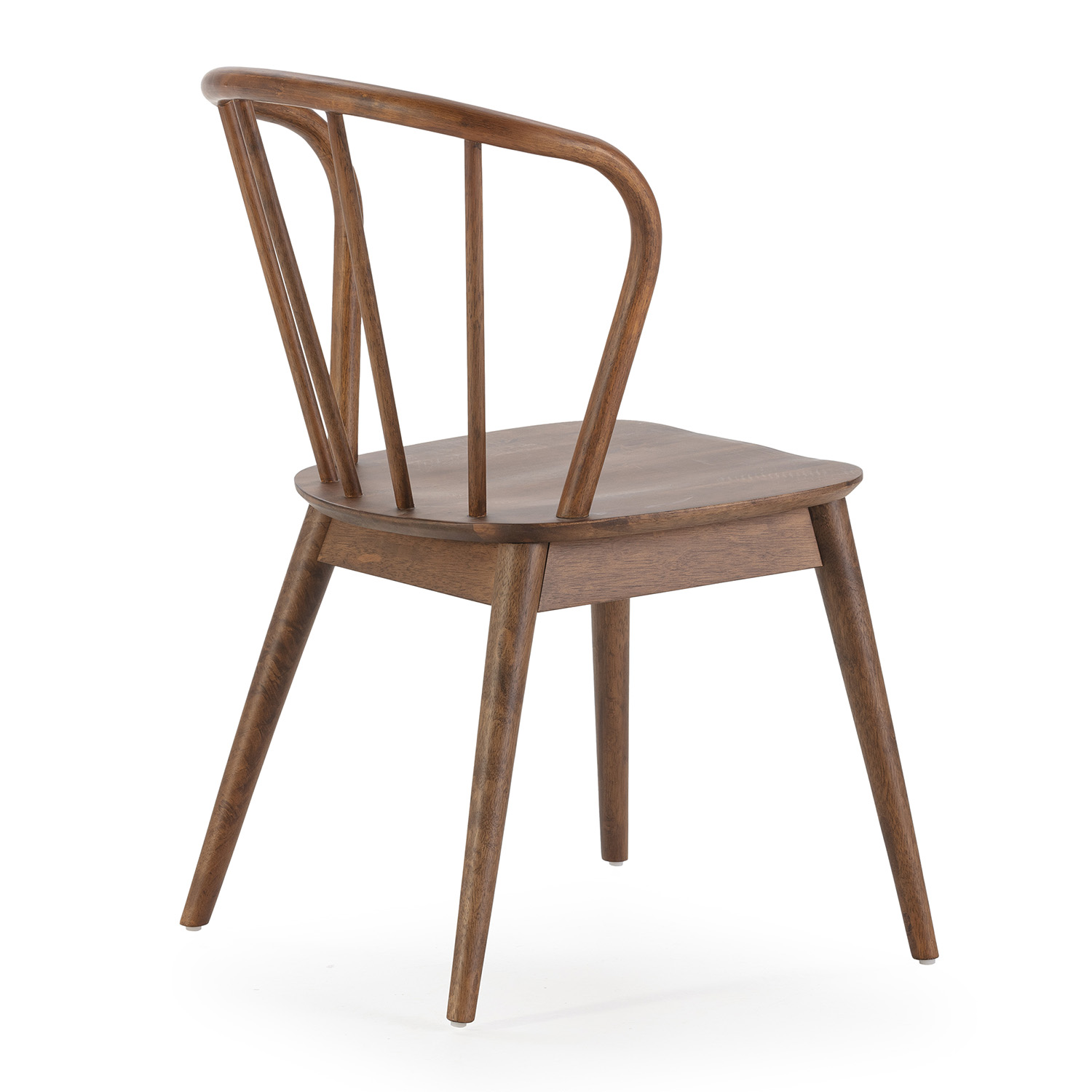 Una silla de madera con respaldo curvo y cuatro patas.
