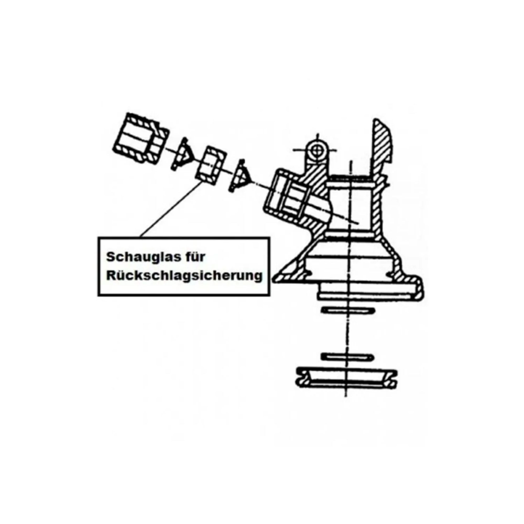 Technical drawing of a check valve with a sight glass.
