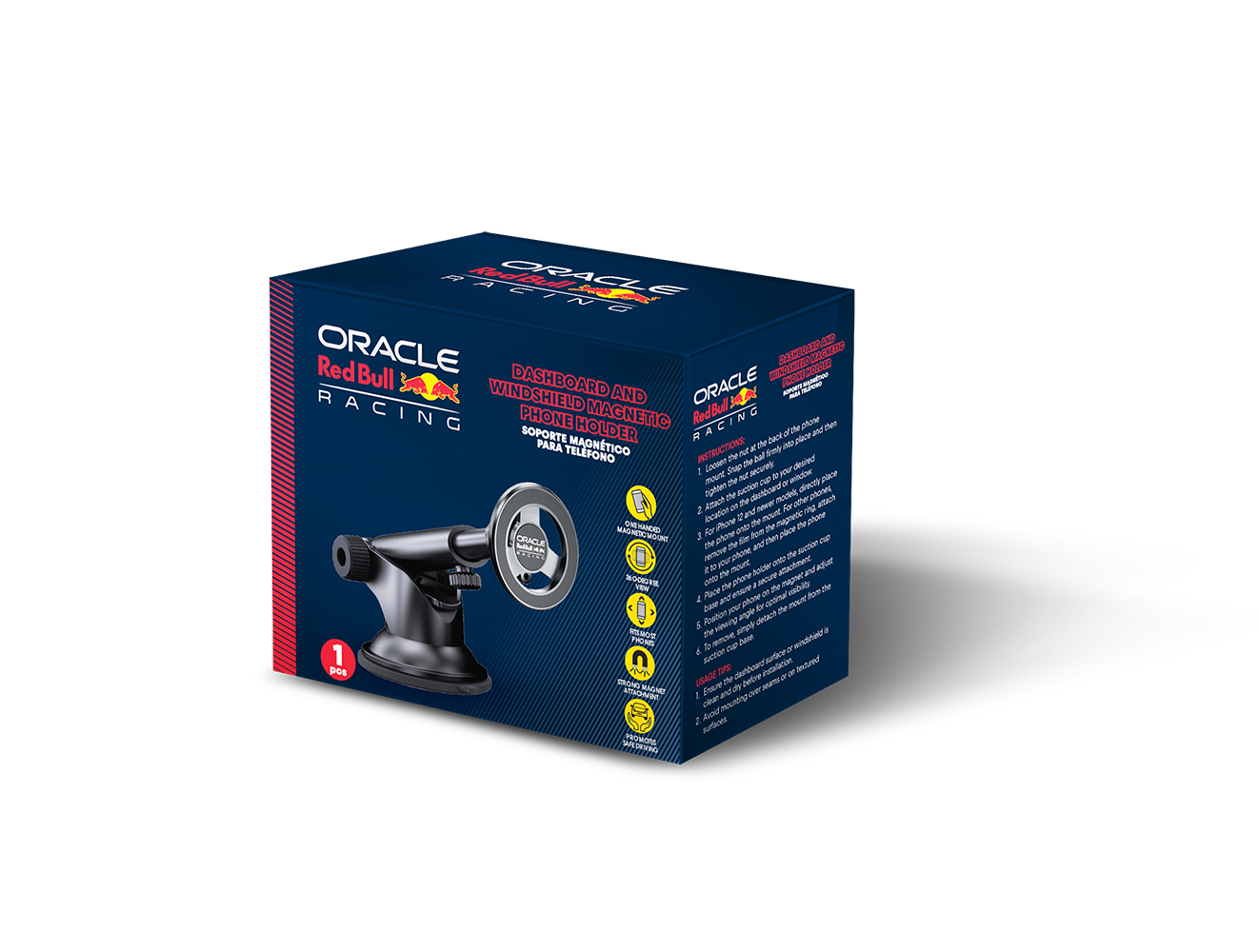 Confezione porta telefono Oracle Red Bull Racing, nera con accenti rossi e blu.