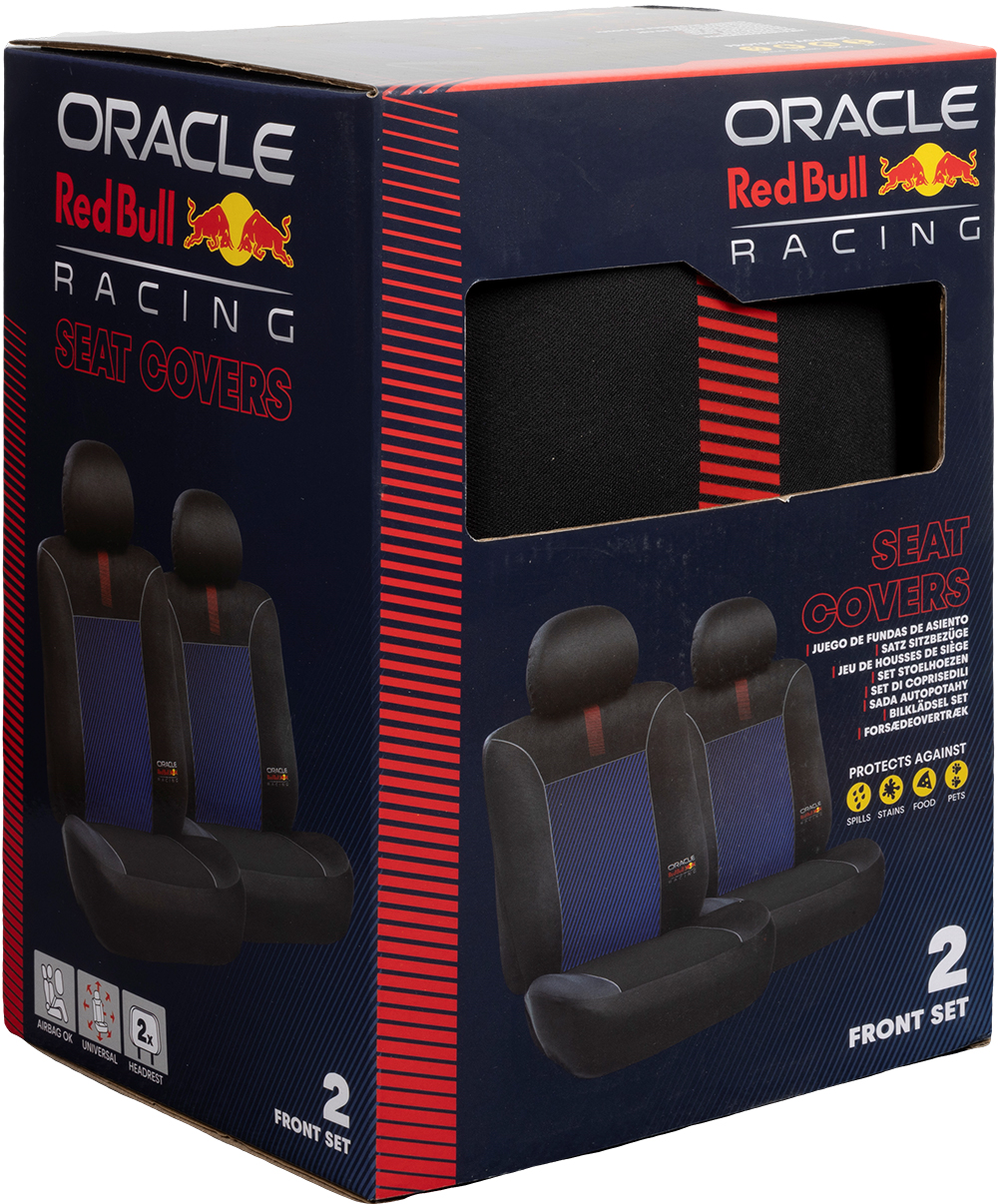Scatola coprisedili Oracle Red Bull Racing con due coprisedili anteriori.