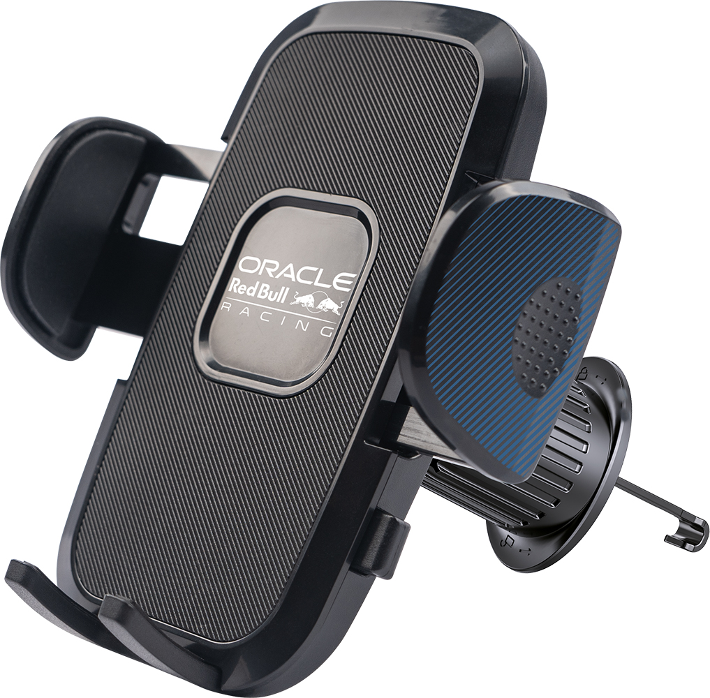Supporto auto nero per telefono con logo Oracle Red Bull Racing. Presa regolabile.