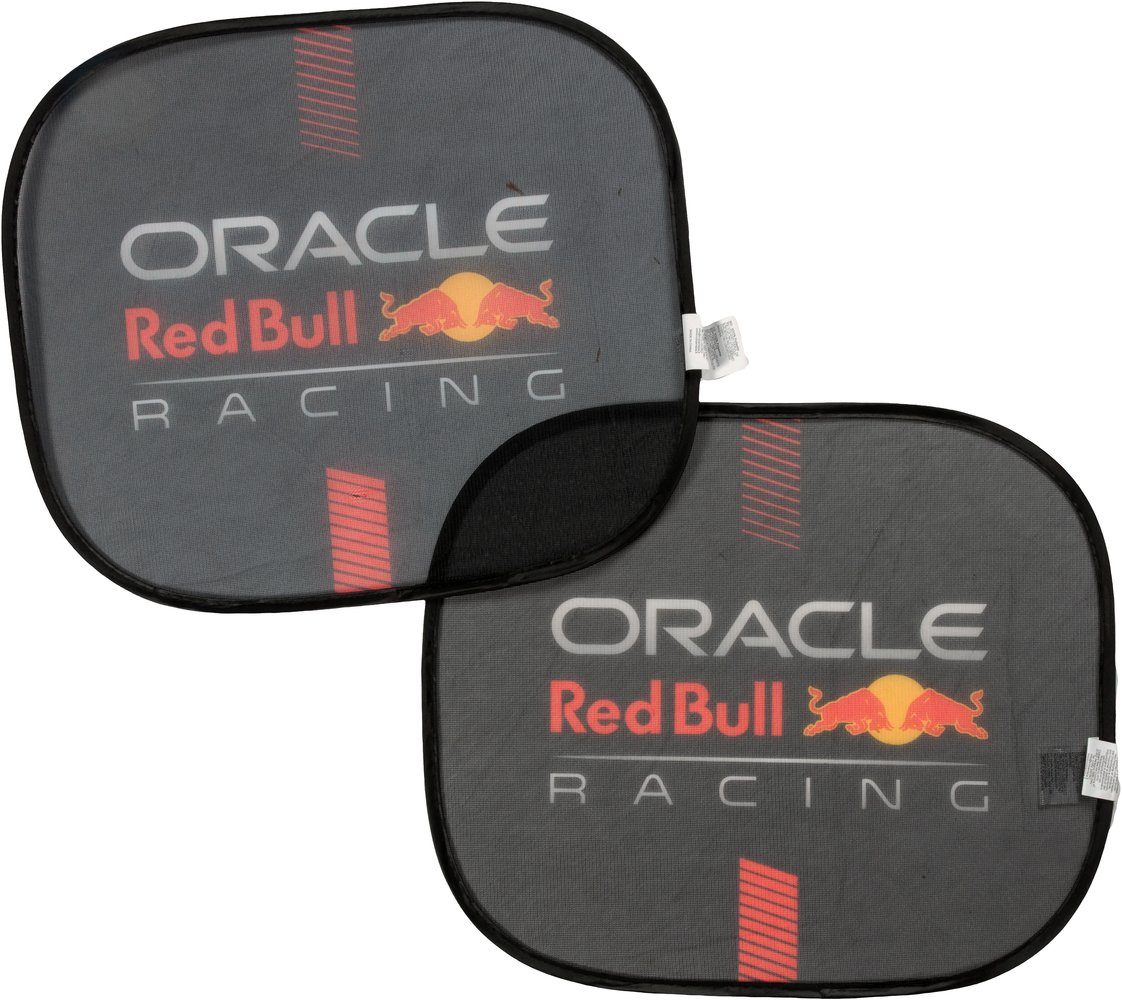 Due parasole grigi con il logo Oracle Red Bull Racing.