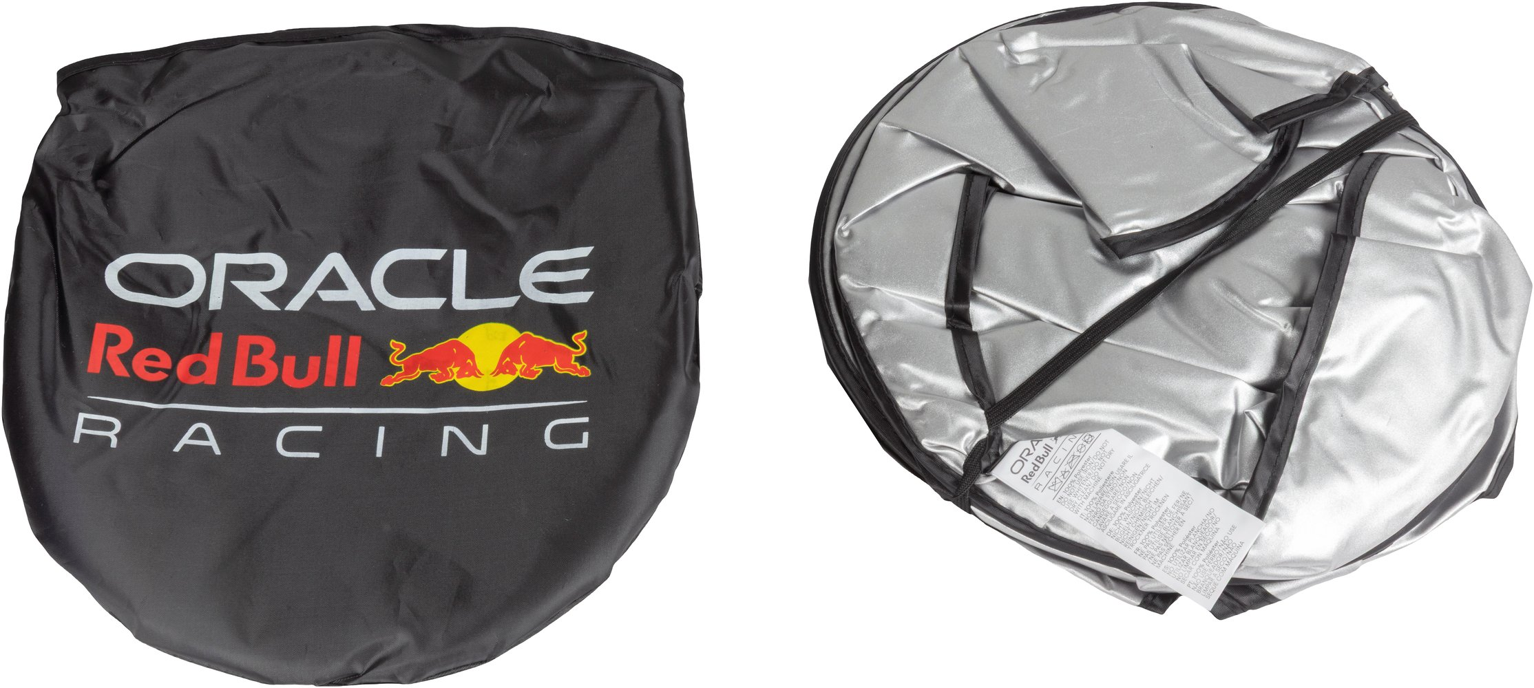 Tuta da gara nera con scritte "ORACLE Red Bull RACING" e due stemmi di tori.