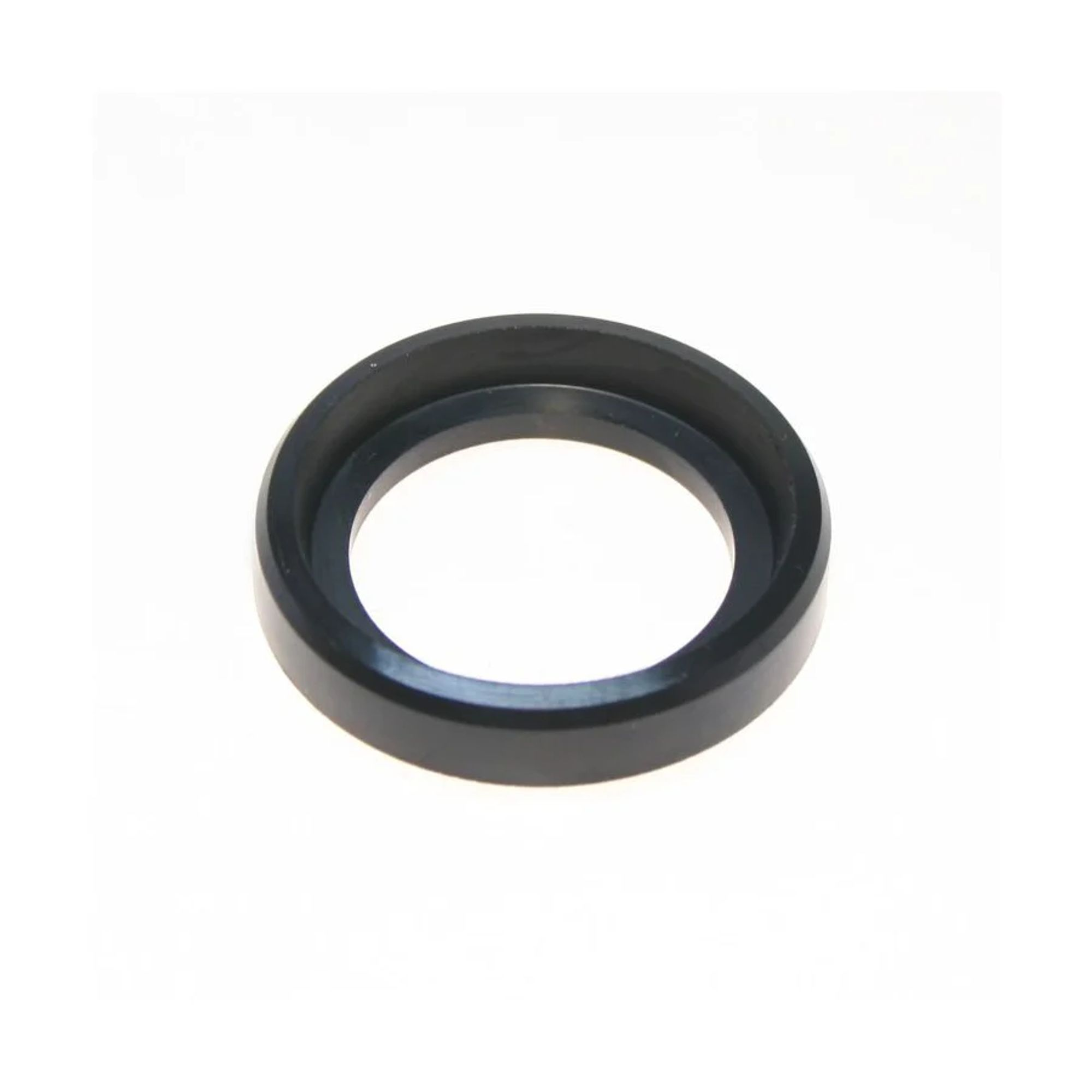 A black, circular gasket with an inner and outer rim.
