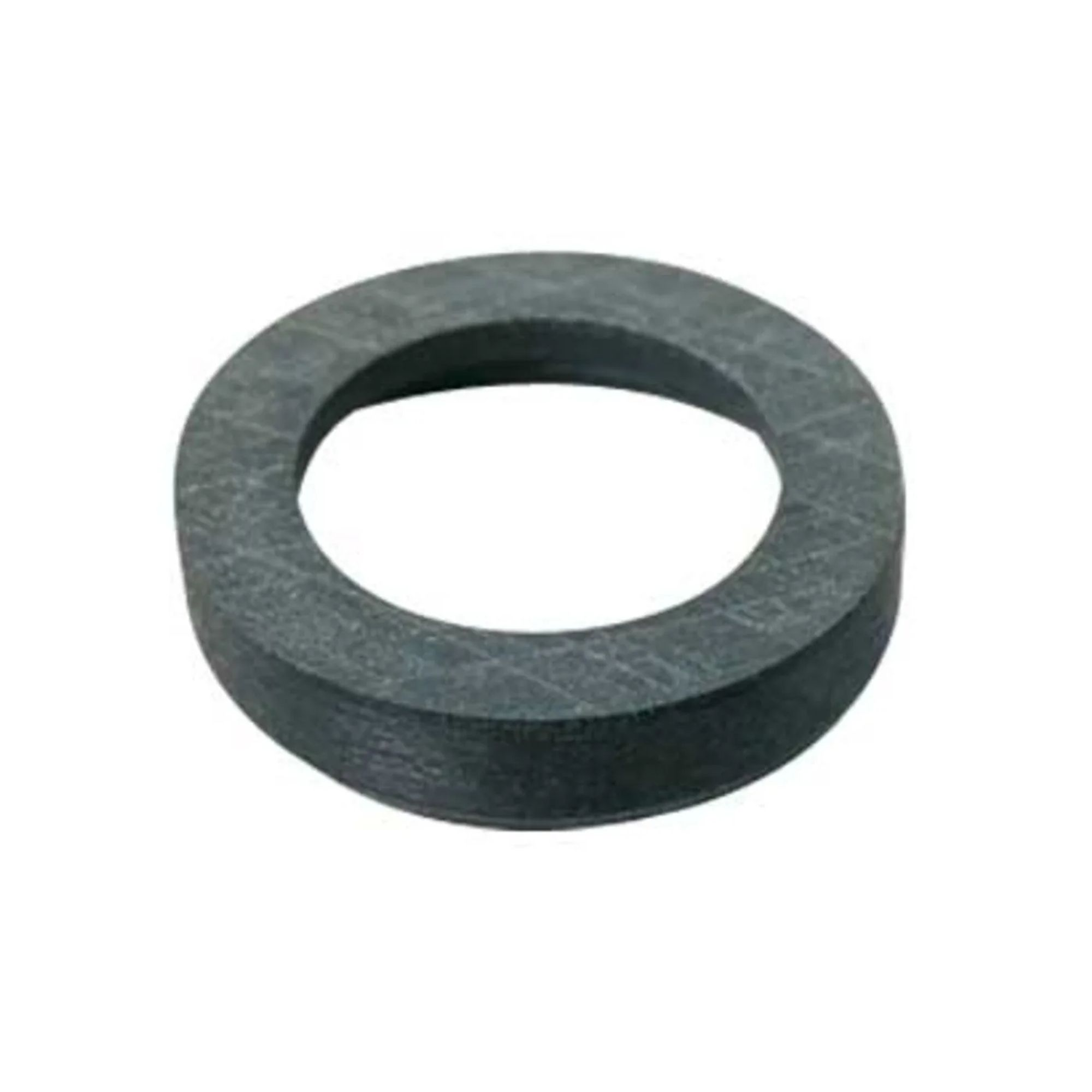 A dark grey, textured, circular gasket with a hole in the center.