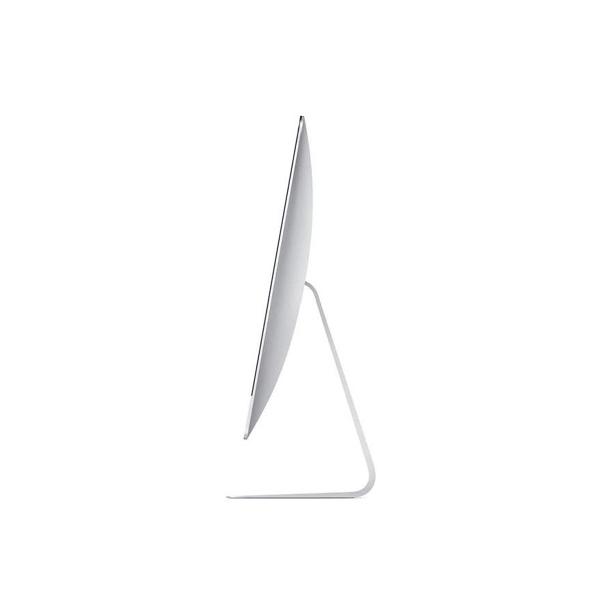 Srebrny monitor iMac stoi na białym tle.