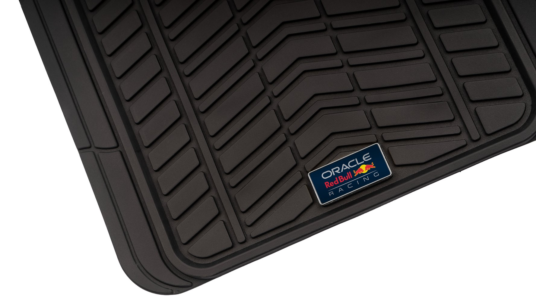 Tappetino nero per auto con logo Oracle Red Bull Racing. Motivo a griglia.