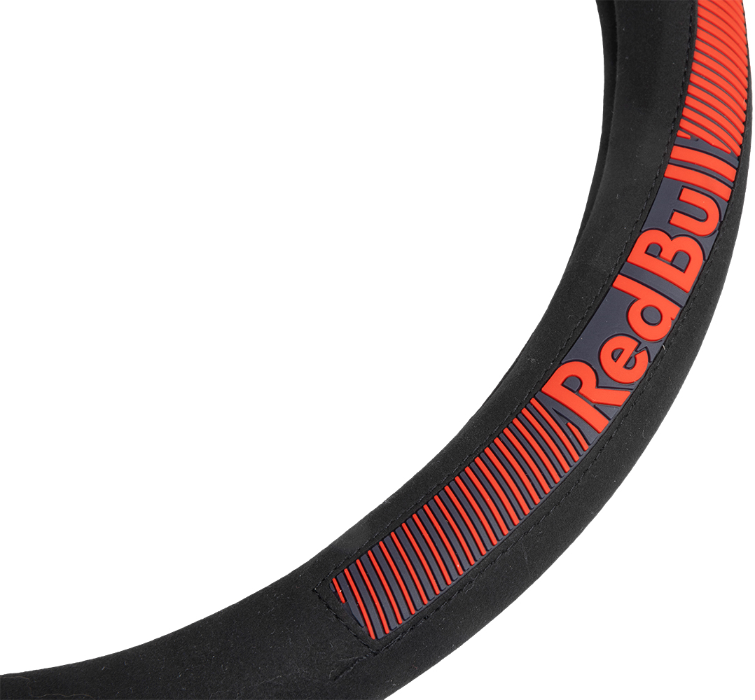 Cinturino nero con strisce rosse e scritta "Red Bull".