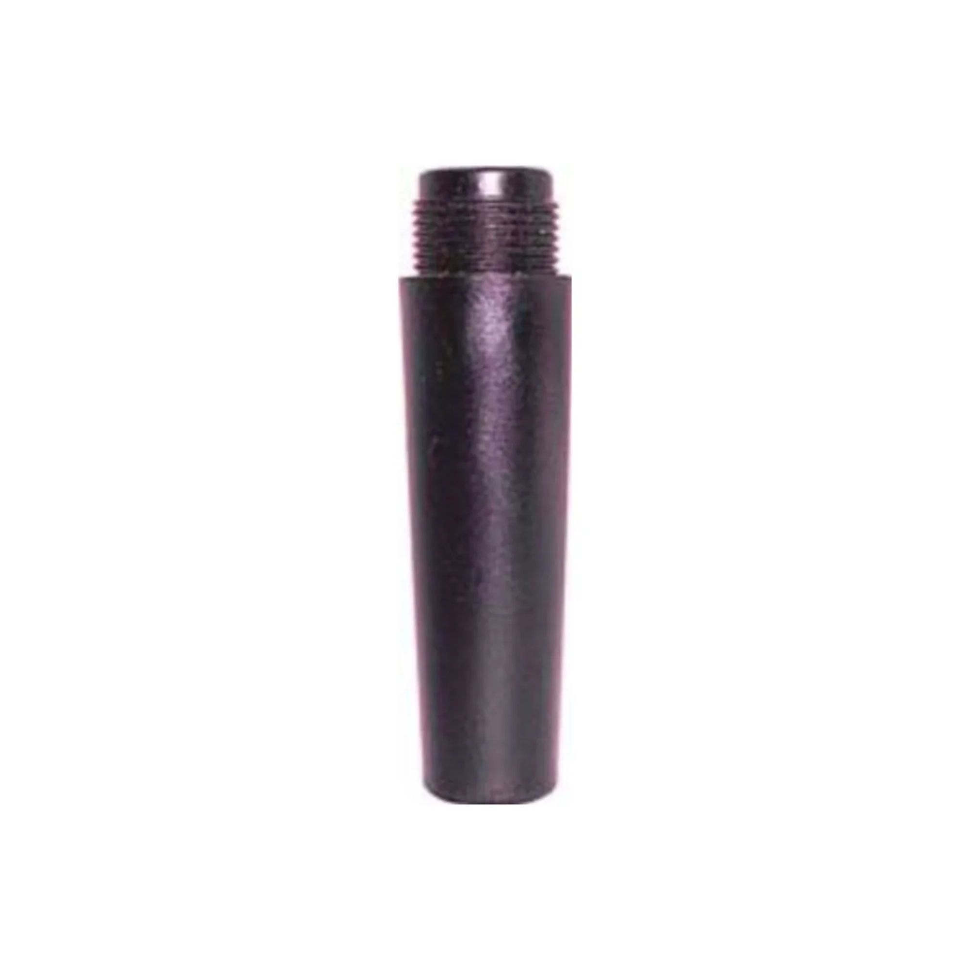 A black, cylindrical object with threads at the top.