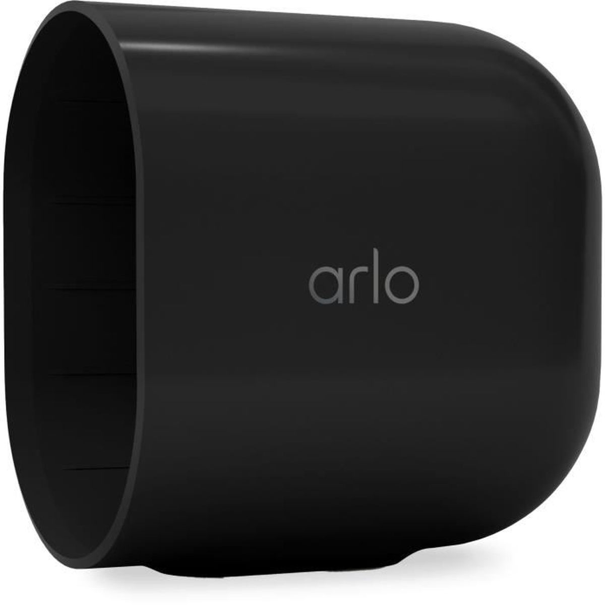Schwarze Arlo Hülle mit abgerundeten Kanten und Logo.