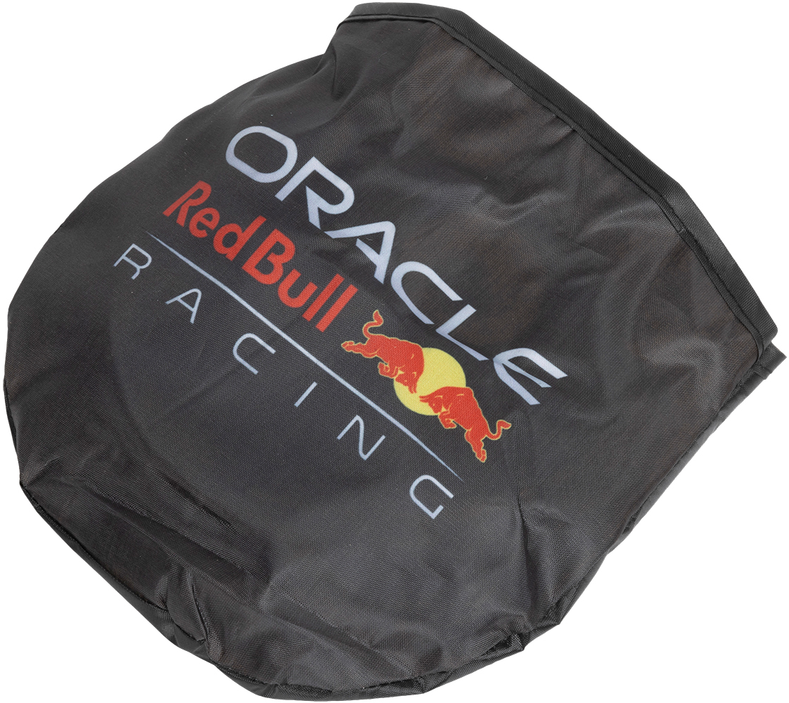 Borsa in tessuto nero con loghi Red Bull Racing e Oracle.