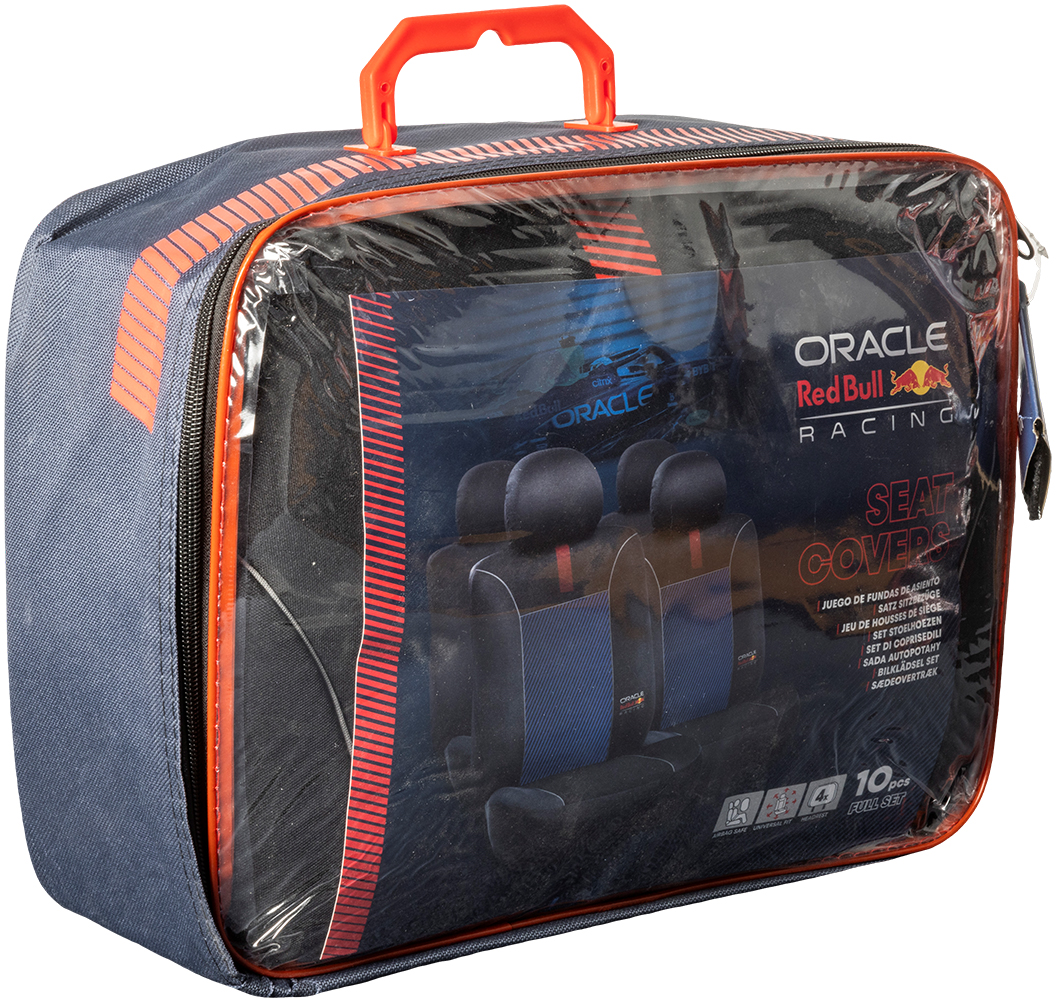 Confezione con coprisedili Oracle Red Bull Racing, blu, nero, rosso.