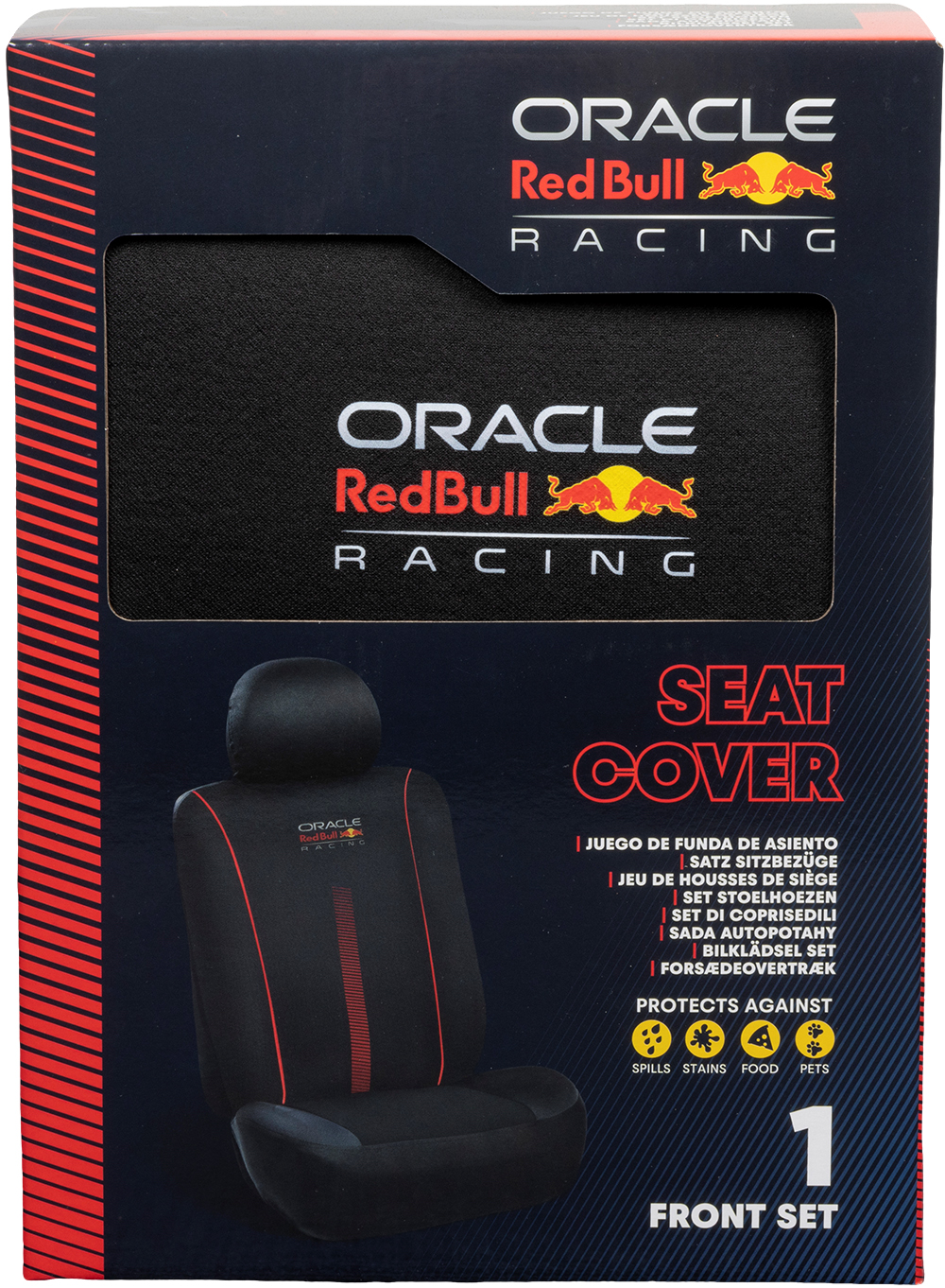 Confezione per coprisedile nero con logo Oracle Red Bull Racing.